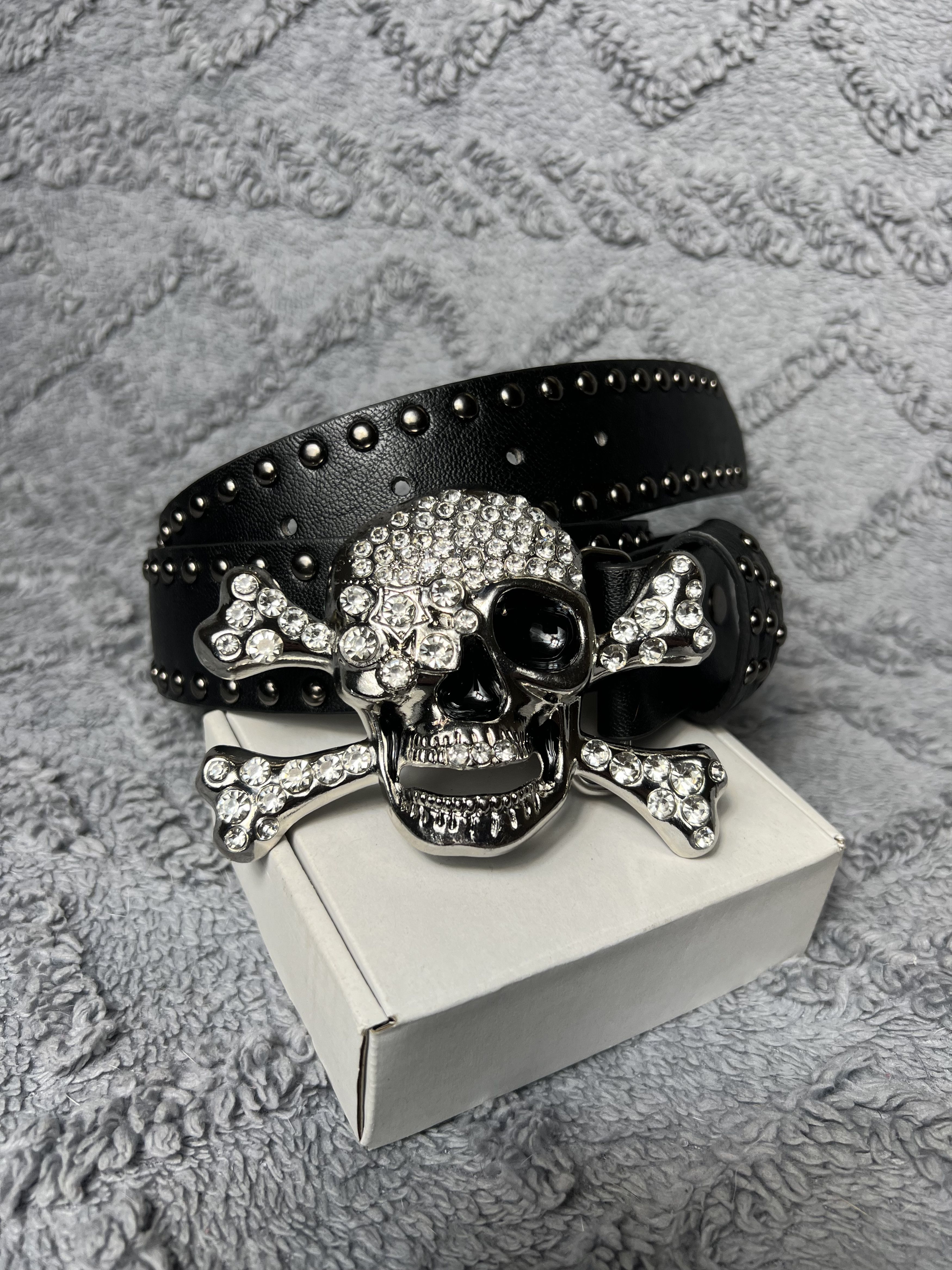Other Rhinestones Skull Y2K Punk Buckle Belt Size ONE SIZE - 5 Thumbnail