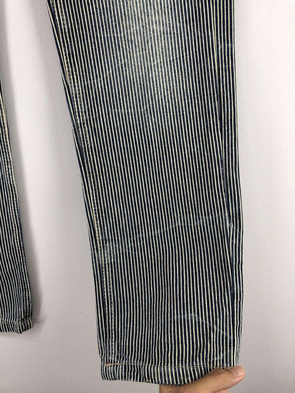 Japanese Brand Vintage Japanese Wave List Distressed Hickory Stripe Jeans Size US 29 - 11 Thumbnail
