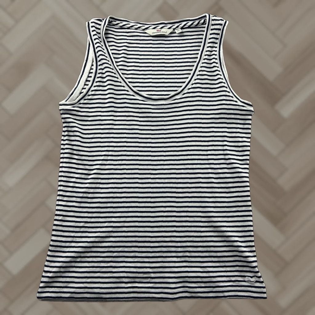 Vineyard Vines Vineyard Vines Tank Shirt Sleeveless Striped Casual Women XS Blue White Size XS / US 0-2 / IT 36-38 - 1 Thumbnail