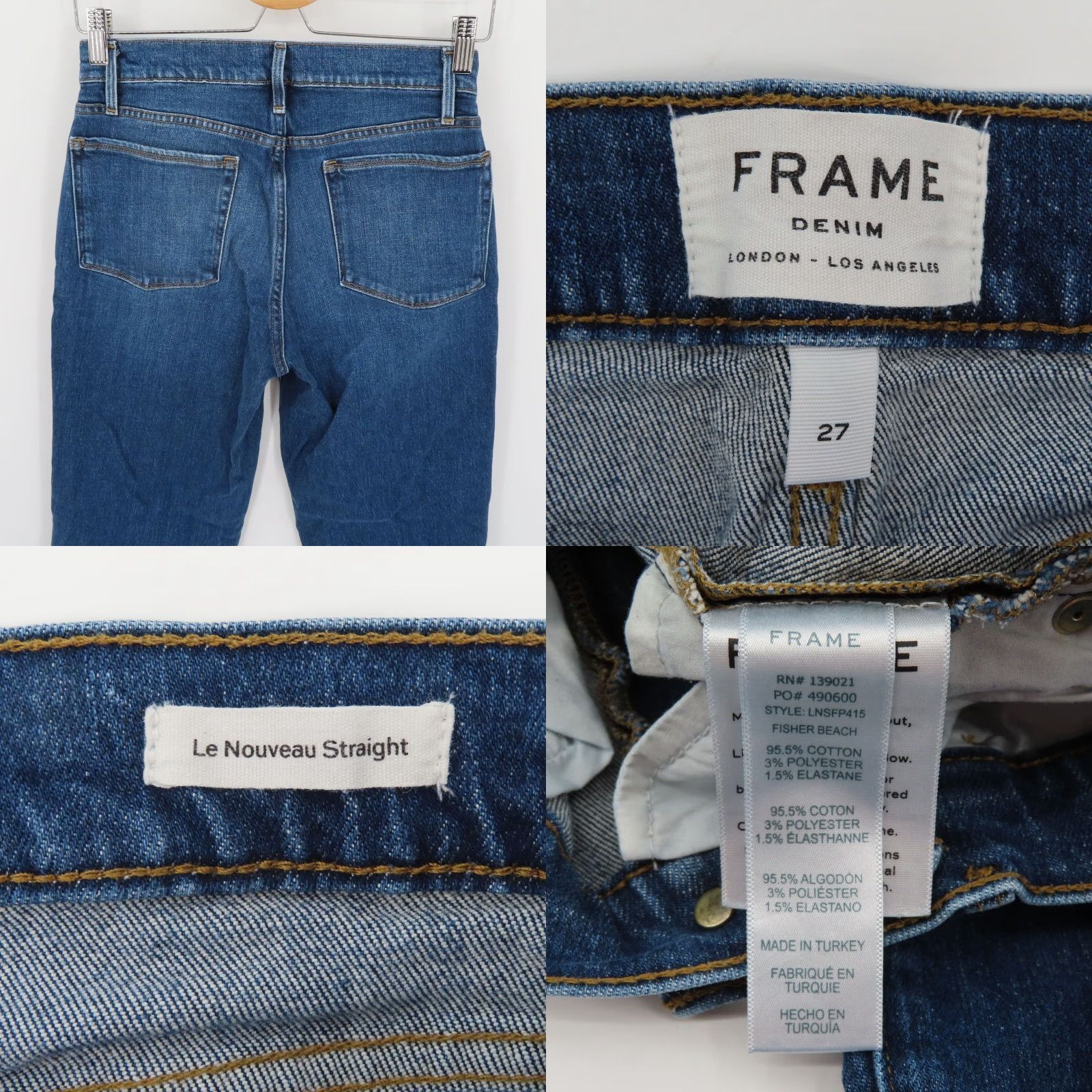 Frame Frame Women 27 Le Nouveau Straight Blue Wash Denim Jeans Ankle Hem Slits Cotton Size 27" / US 4 / IT 40 - 8 Thumbnail