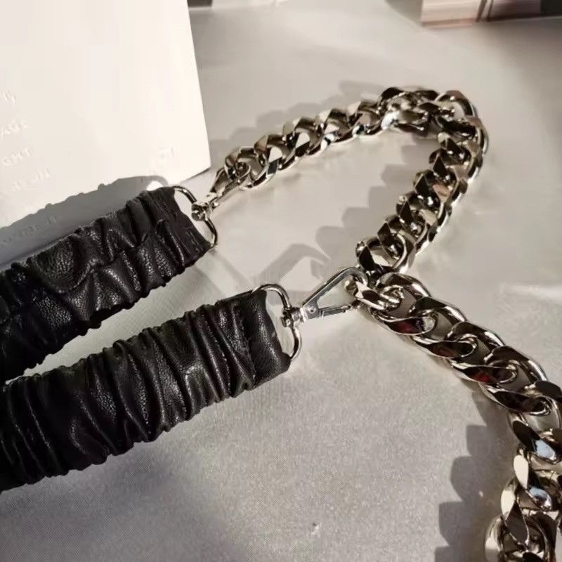 Japanese Brand × Leather Elastic Leather Silver Chain Belt Size ONE SIZE - 4 Thumbnail