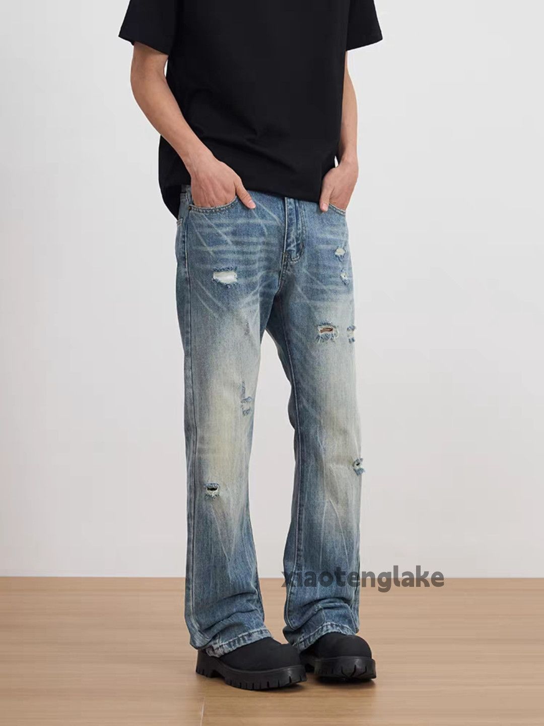 Jean Custom Balenciaga rickowens style ripped damaged faded jeans Size US 32 / EU 48 - 8 Thumbnail
