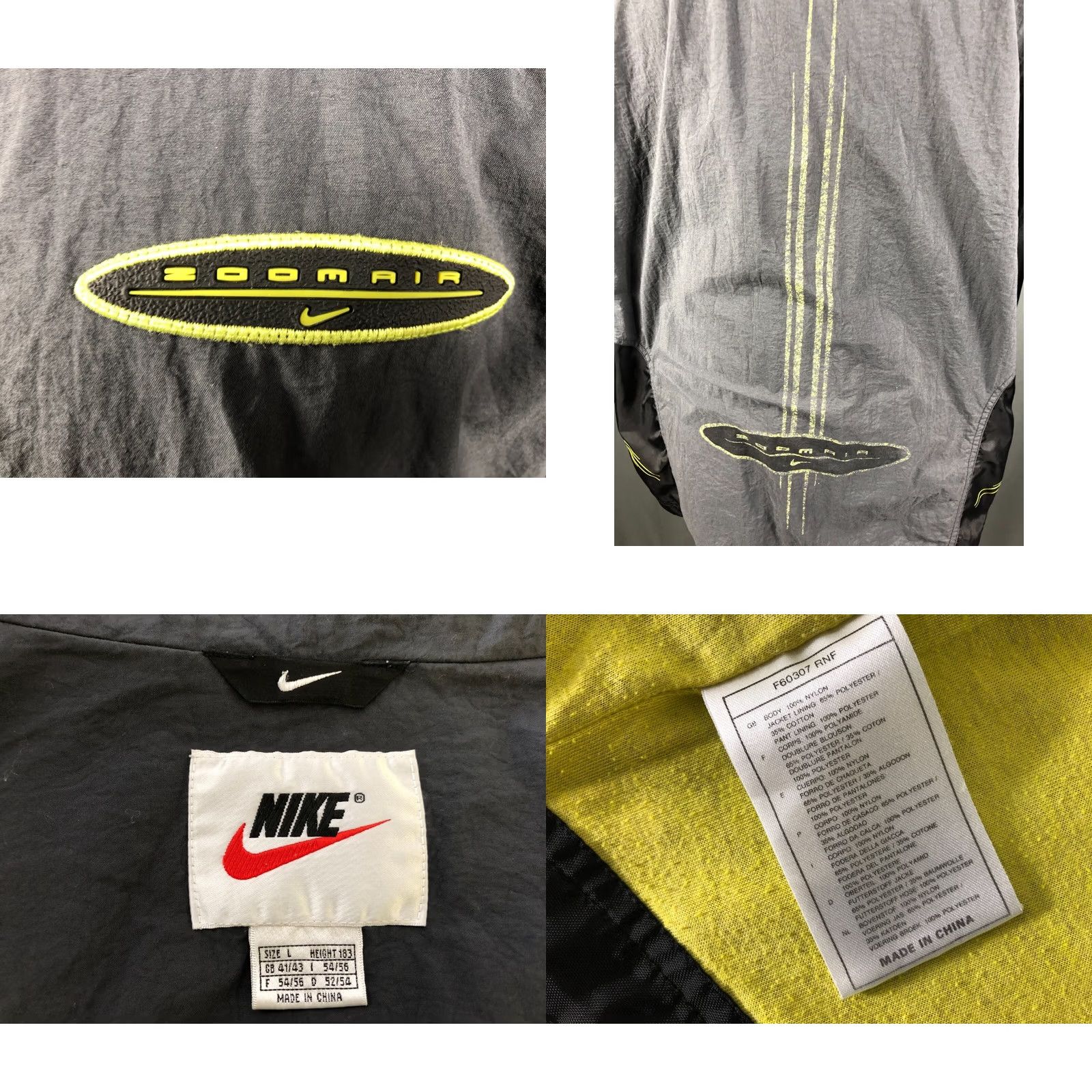 Nike VINTAGE Nike Zoom Air Windbreaker Jacket Nylon Dark Gray Men Size L Size US L / EU 52-54 / 3 - 8 Thumbnail