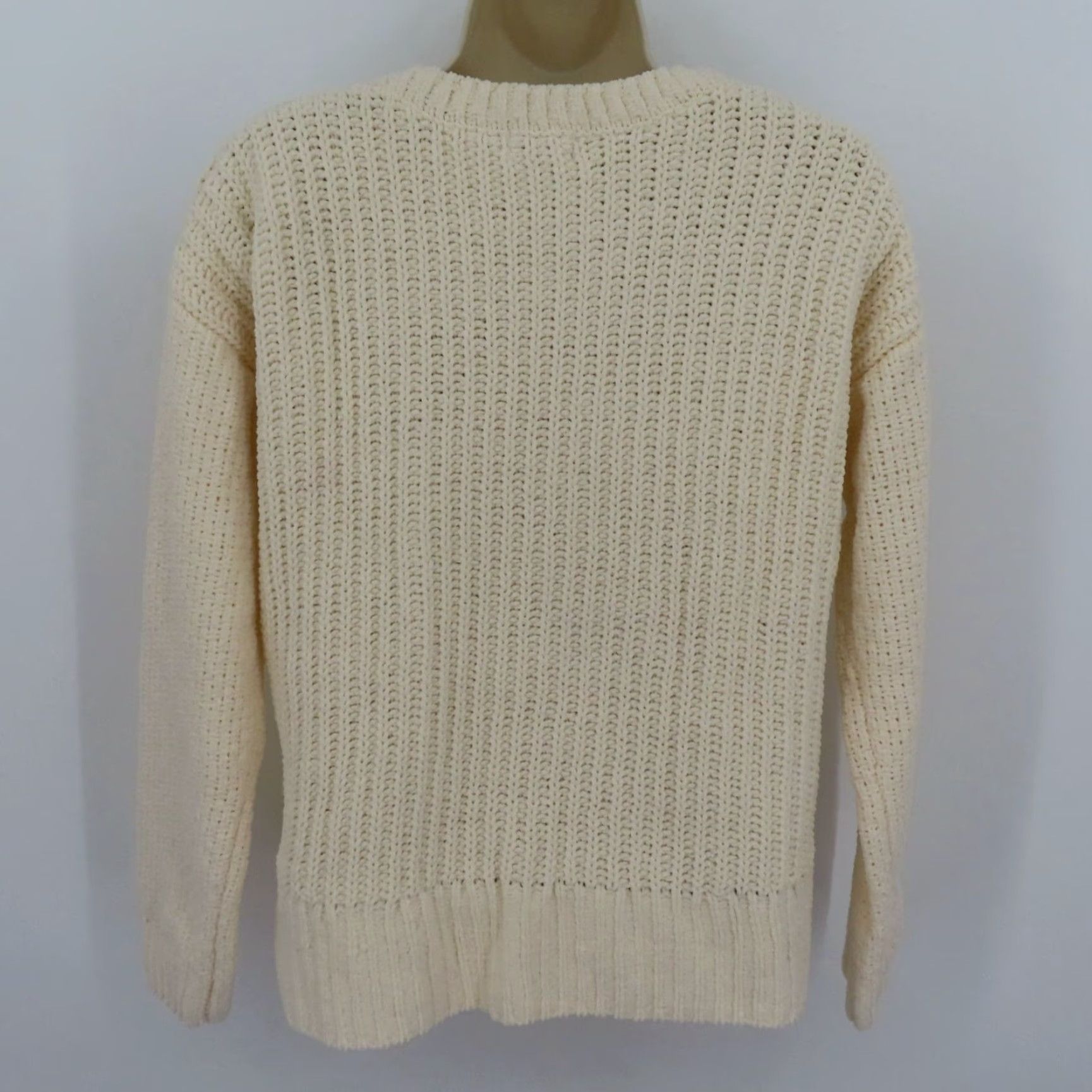 Vintage SO Juniors Small Solid Cream Cable Knit Chenille Pullover Sweater Crew Neck NEW - Women - Sweater - Regular Fit Size S / US 4 / IT 40 - 4 Thumbnail