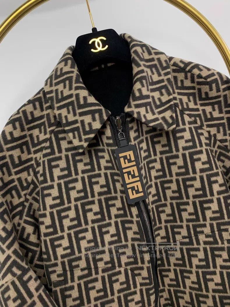 Fendi Fendi Double-Sided Bat Sleeve Wool Jacket, One Side Monogr Size XXS / US 00 / IT 34 - 2 Thumbnail