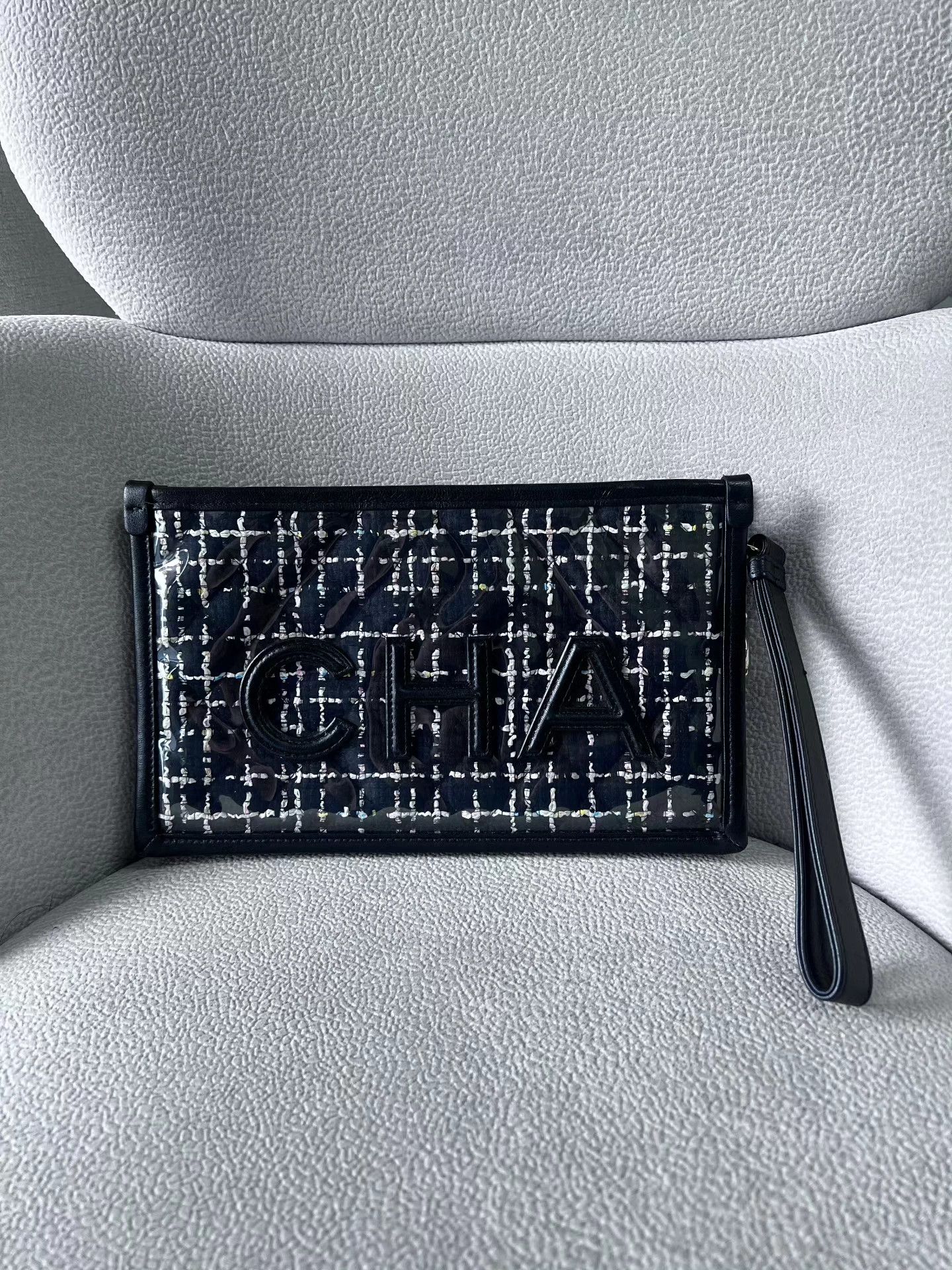 Chanel Chanel Black PVC Woven Check Clutch 27 95 New Size ONE SIZE - 1 Thumbnail
