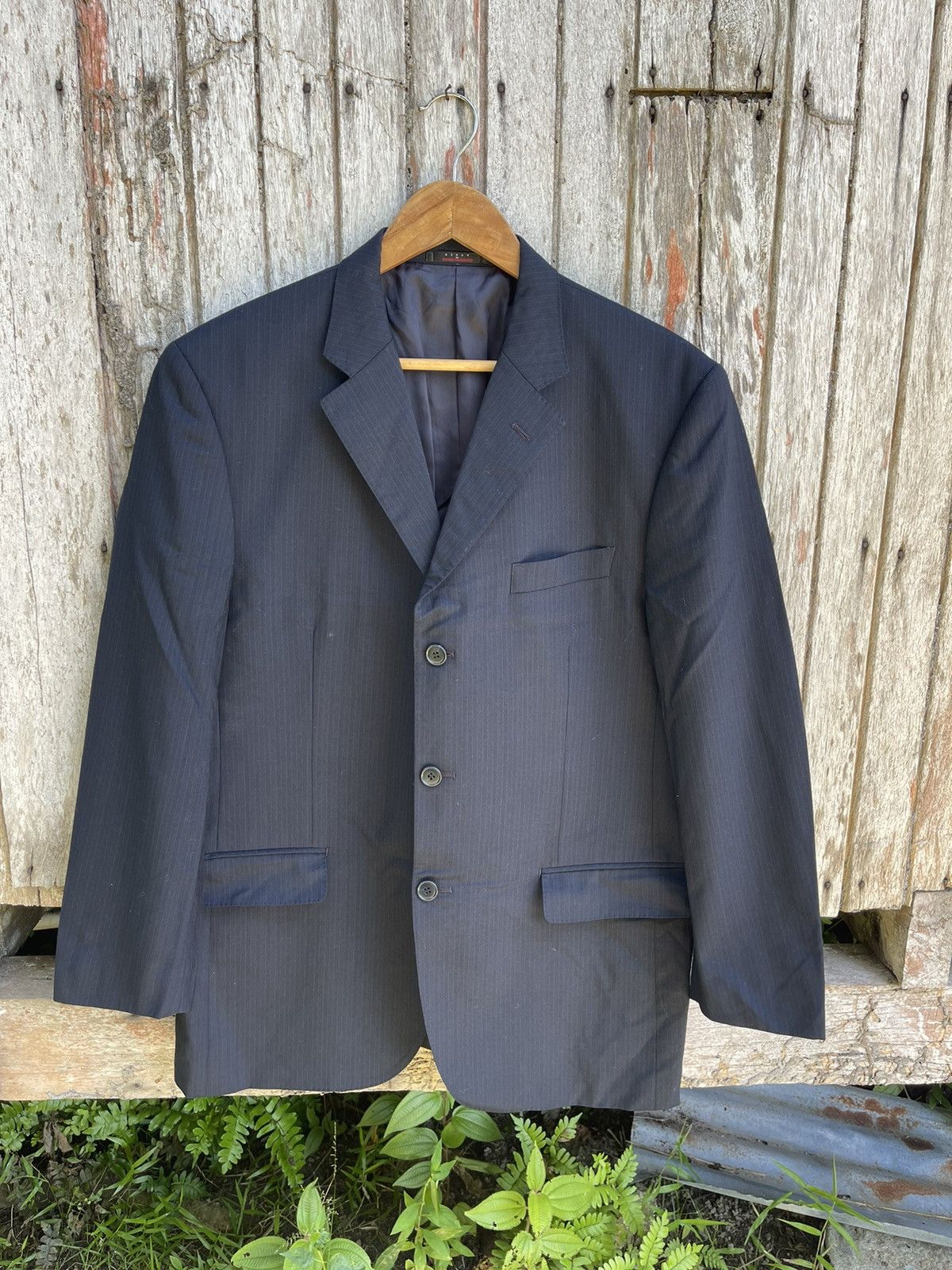 Kansai Yamamoto SISSY by Kansai Yamamoto Black Pinstripe Blazer Vintage 1990 Size 42R - 1 Thumbnail
