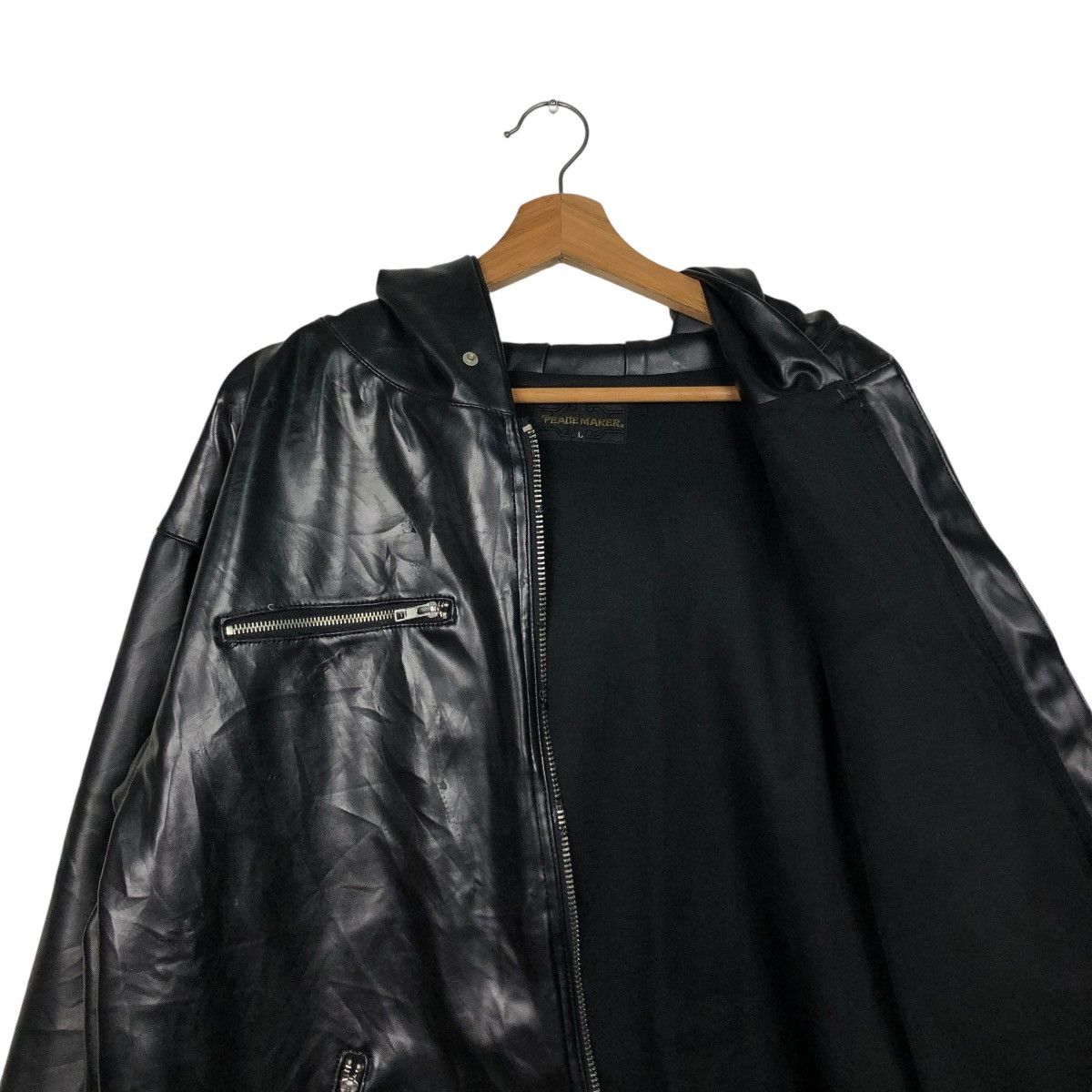 Hysteric Glamour 🔥VINTAGE BIKER LEATHER JACKET HOODIE PEACE MAKER Size US L / EU 52-54 / 3 - 18 Thumbnail
