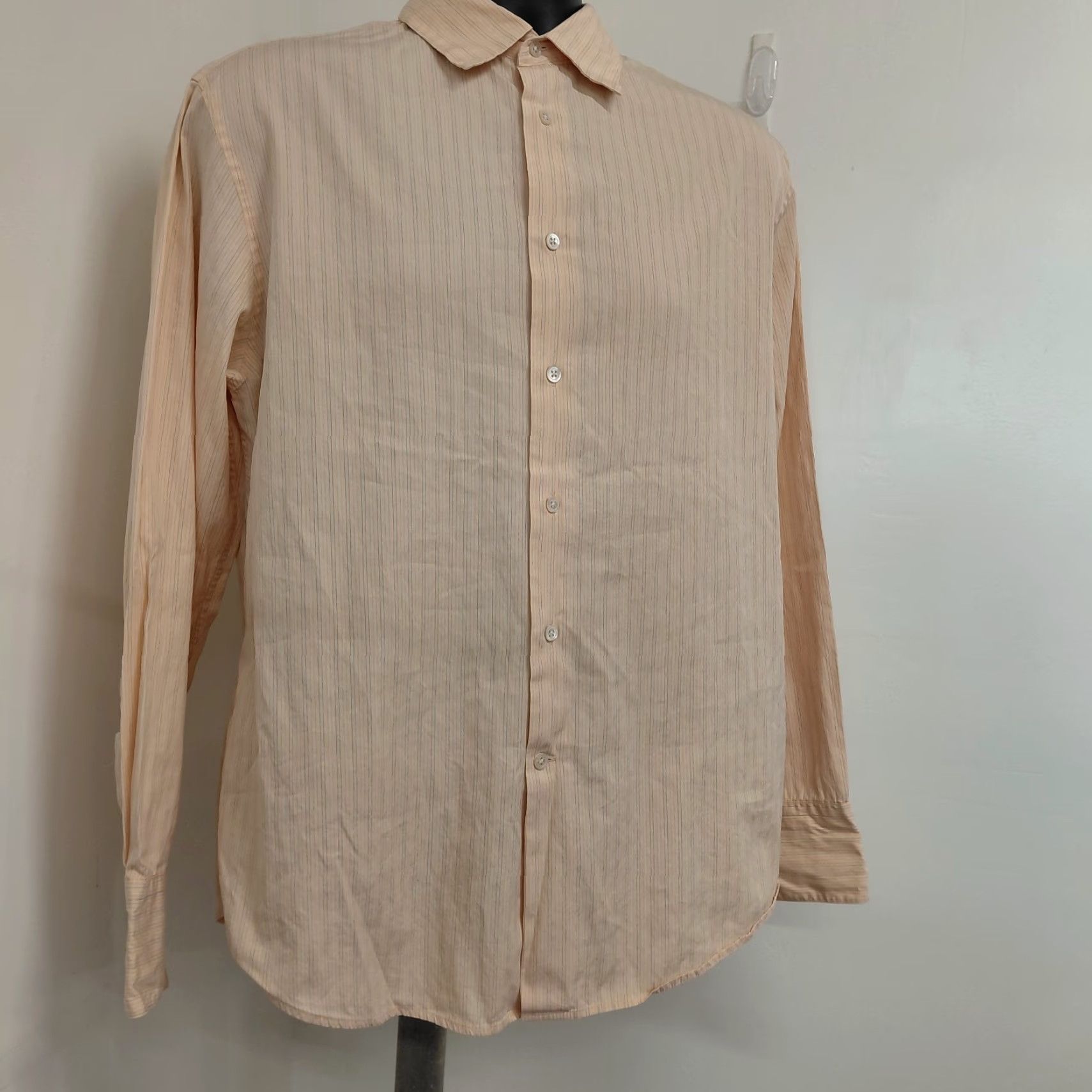 John Varvatos John Varvatos Shirt Men's Large Peach Striped Button Up Long Sleeve Casual Shirt Size US L / EU 52-54 / 3 - 3 Thumbnail