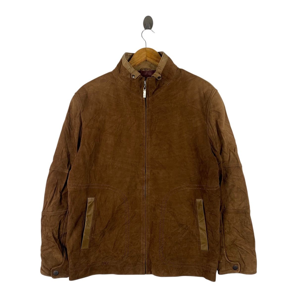 Vintage A JESDANI Italian Designer Brown Fleece Bomber Jacket Size US L / EU 52-54 / 3 - 1 Thumbnail