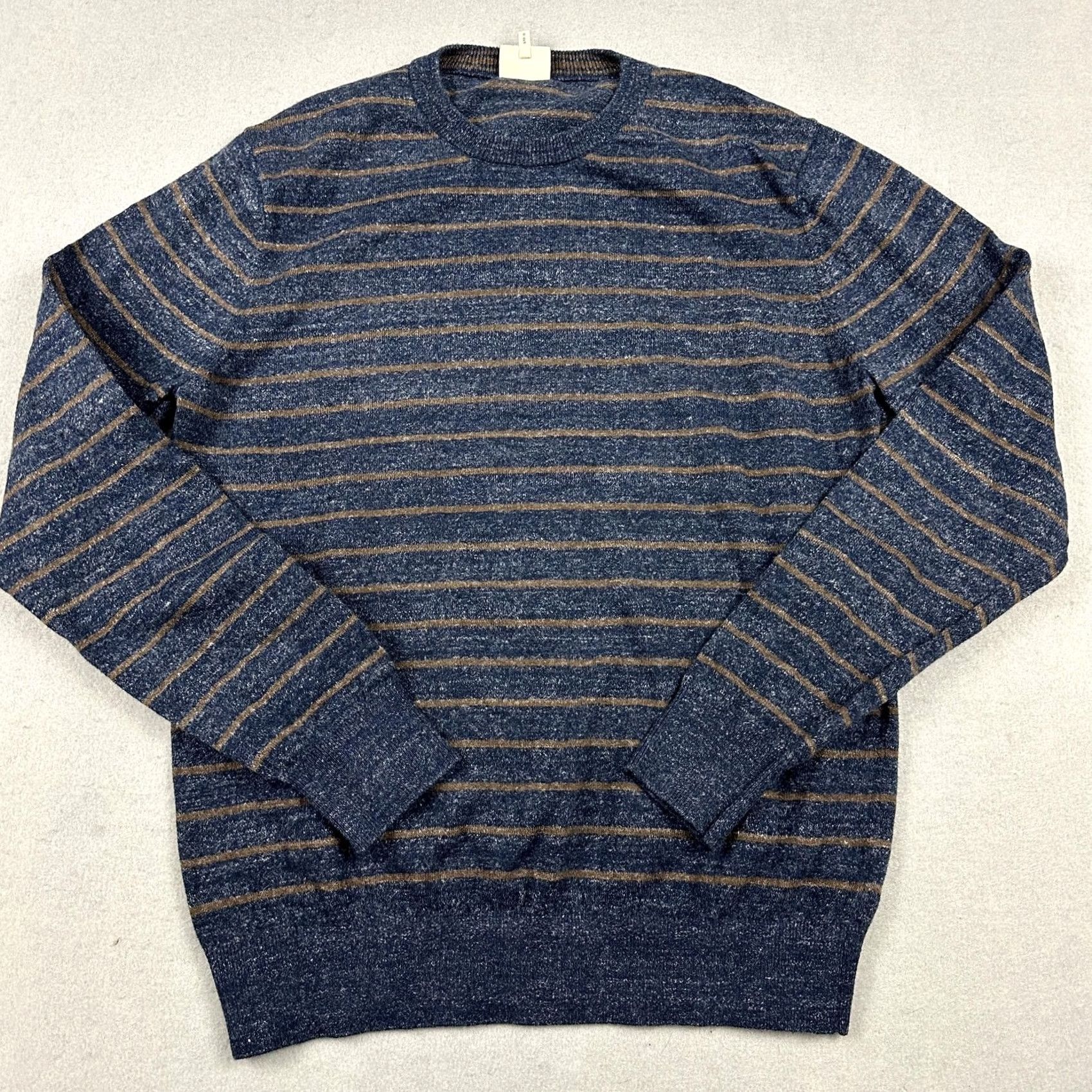 Faherty Faherty Sweater Mens Medium Blue Brown Stripe Cotton Crewneck Pullover Knit M Size US M / EU 48-50 / 2 - 2 Thumbnail