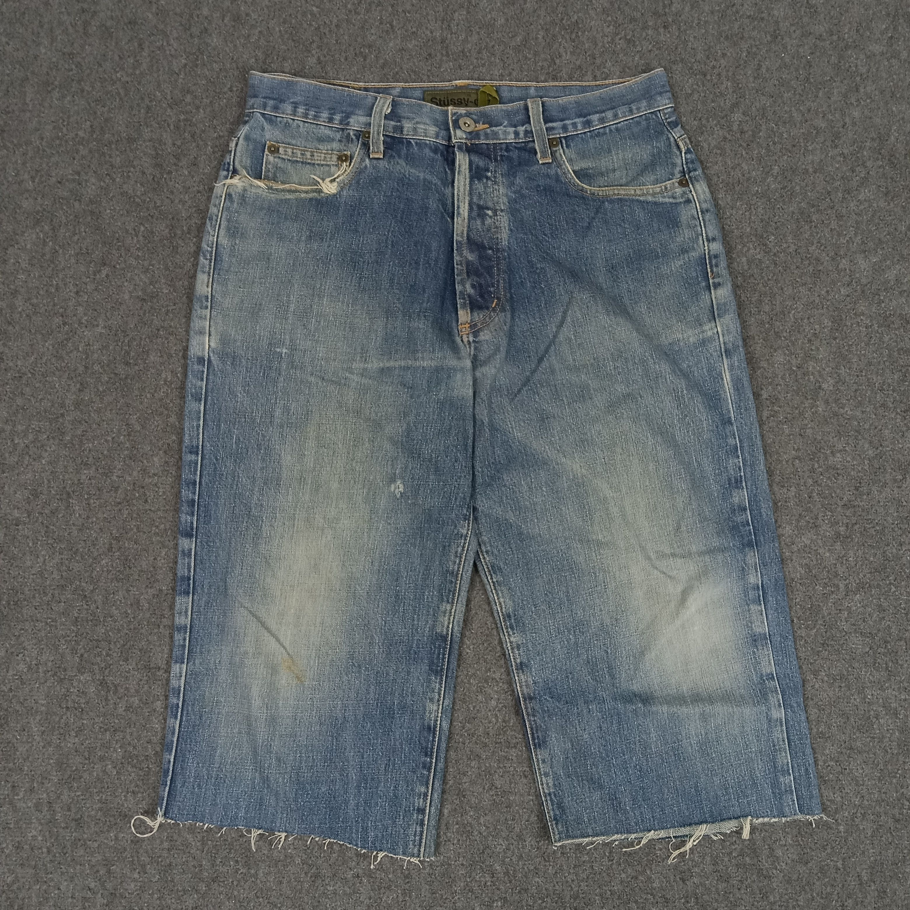 Stussy × Vintage Stussy Streetwear Short Denim Jeans Size US 33 - 3 Thumbnail