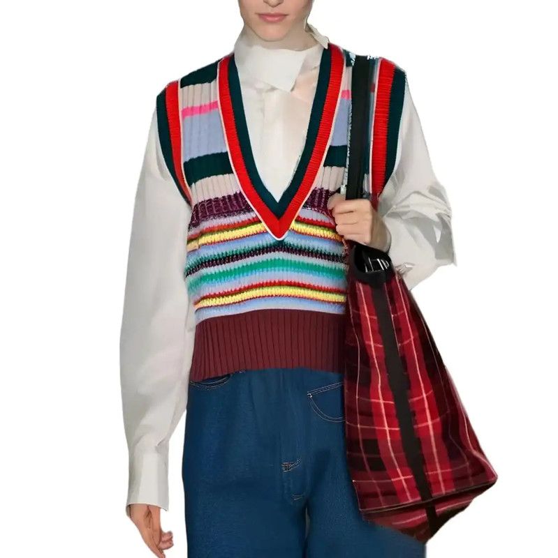 Burberry Burberry Multicolor Striped Wool Knit Top Size L / US 10 / IT 46 - 1 Thumbnail