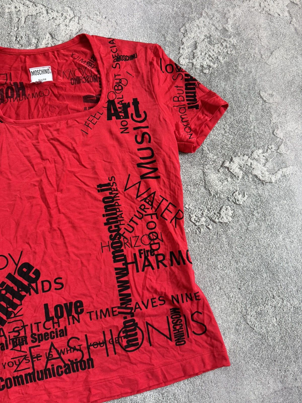 Designer × Moschino × Vintage Moschino Jeans I46/US12/GB16 all printed tee Avantgarde top Size XL / US 12-14 / IT 48-50 - 10 Thumbnail