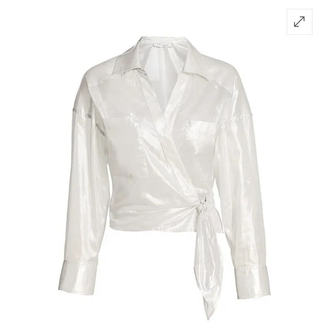 image of Iro Paris Anatye Shine Wrap Blouse White $550 38 8 M, Women's (Size Medium)