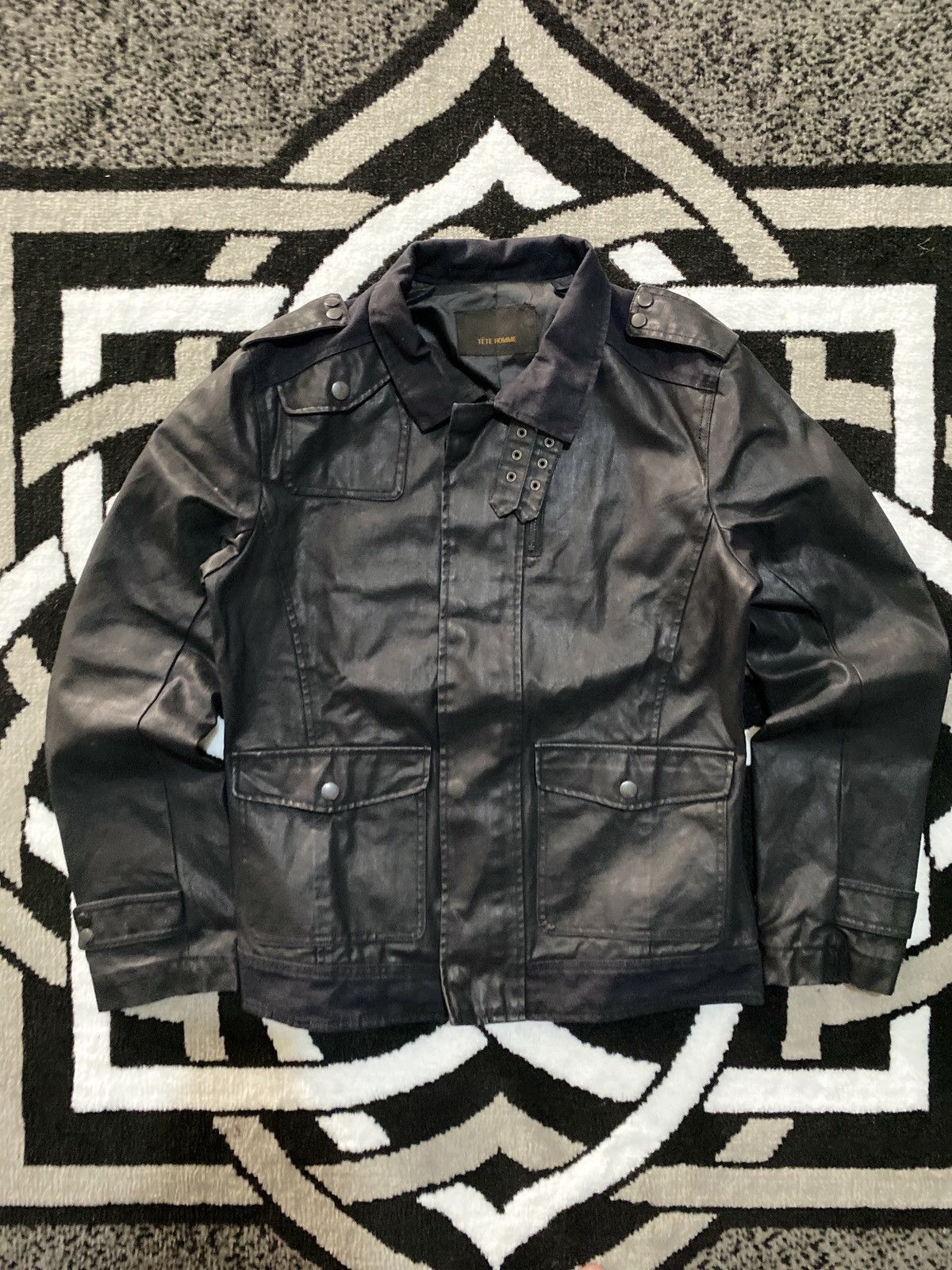 Tete Homme vkei waxed biker jacket