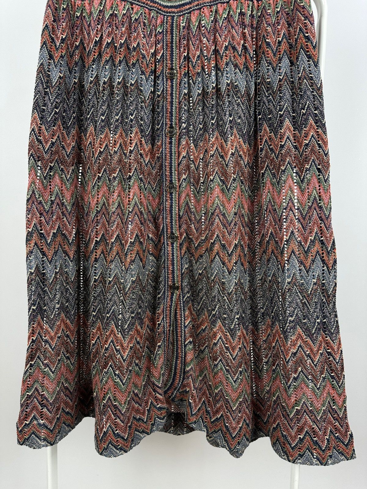 Missoni 90s Vintage Missoni Zigzag Crochet Knit A-Line Midi Skirt Size 28" / US 6 / IT 42 - 6 Thumbnail