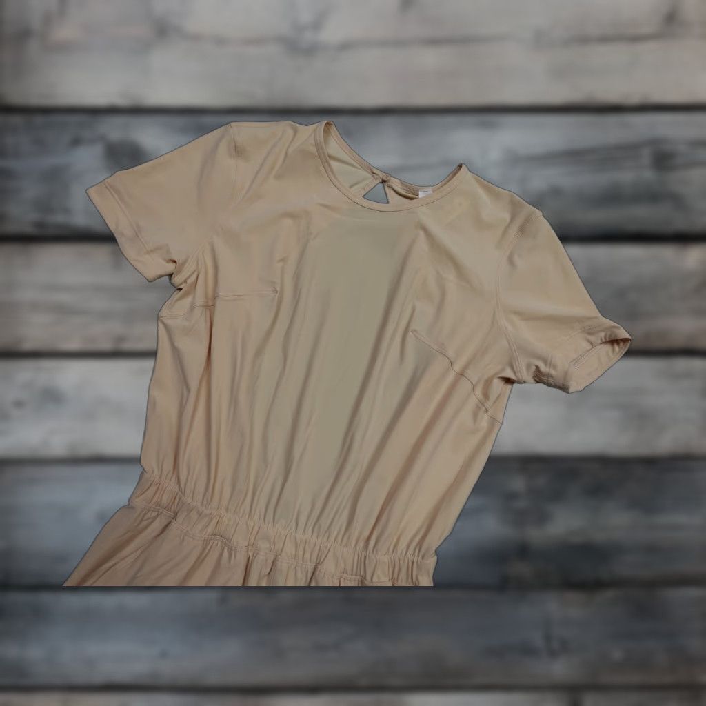 Lululemon Lululemon Lightweight High-Neck Romper Womens 4 Beige Short Sleeve Open Back NWT Size 27" / US 4 / IT 40 - 1 Thumbnail