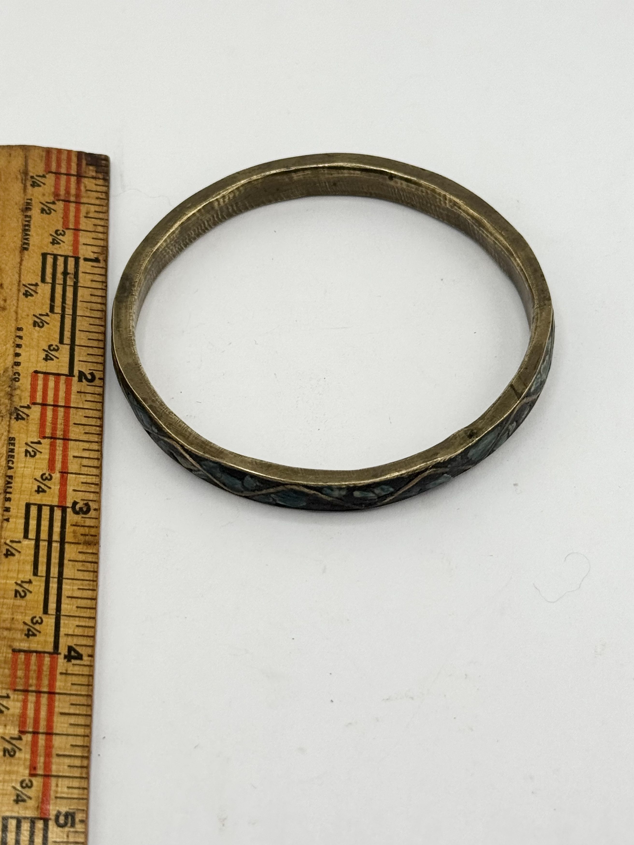 Vintage Vintage turquoise stone inlay bangle bracelet Size ONE SIZE - 3 Thumbnail