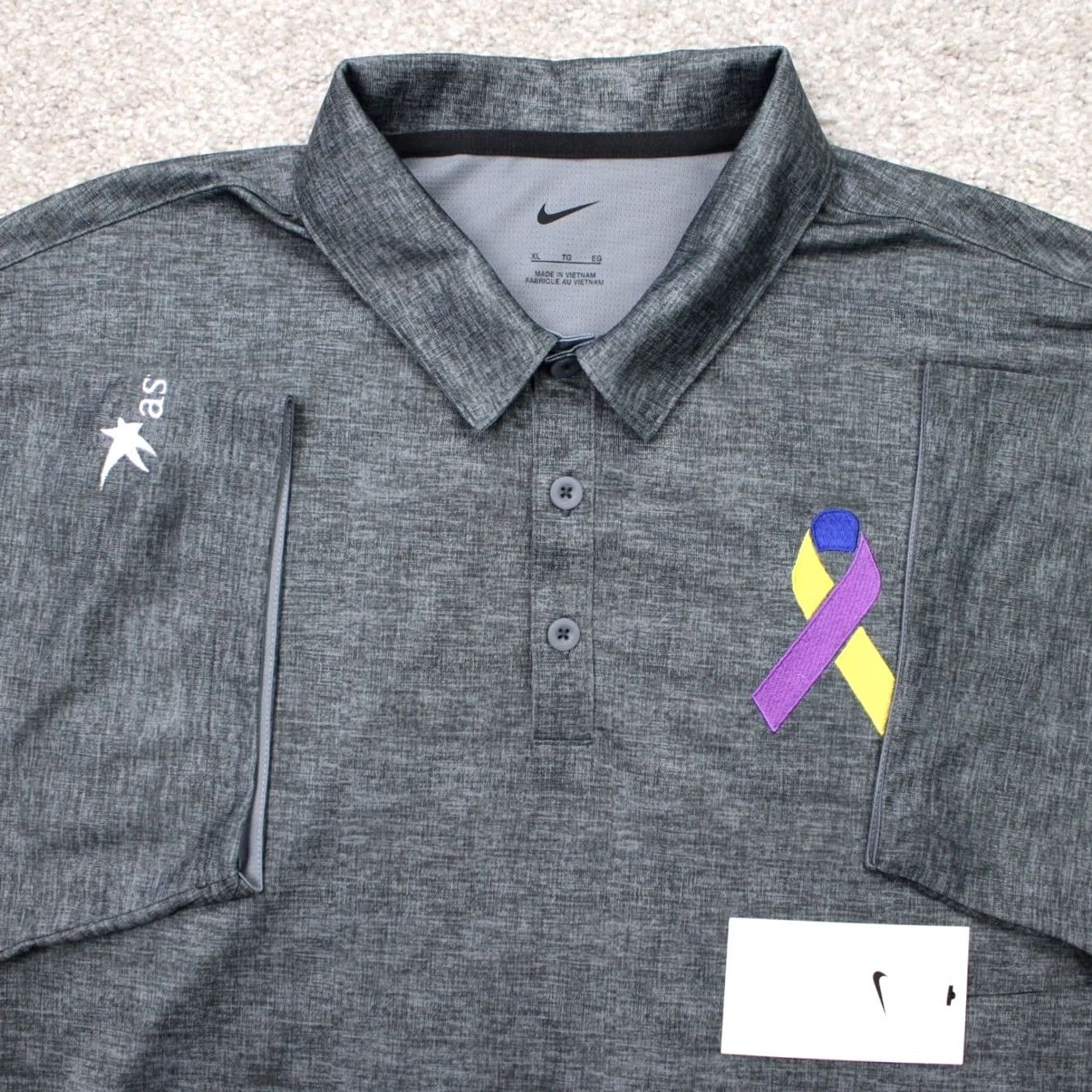 Nike Nike Polo Shirt Mens XL Gray 100% Polyester Short Sleeve Pullover Golf Dri-Fit Crosshatch Logo Size US XL / EU 56 / 4 - 2 Thumbnail