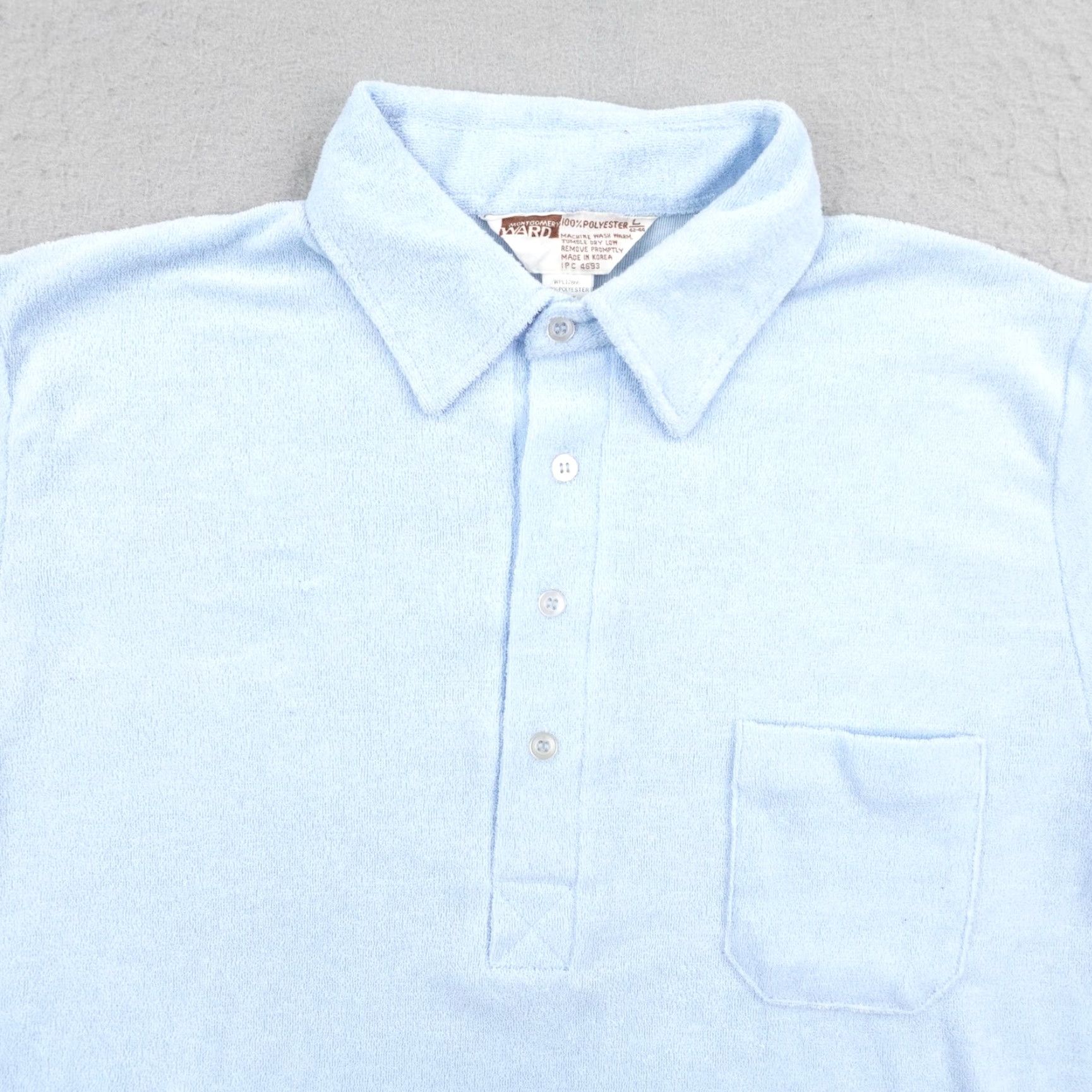 Vintage VINTAGE Montgomery Ward Polo Shirt Mens L Blue Velour Towel Terry Cloth 70s Size US L / EU 52-54 / 3 - 2 Thumbnail