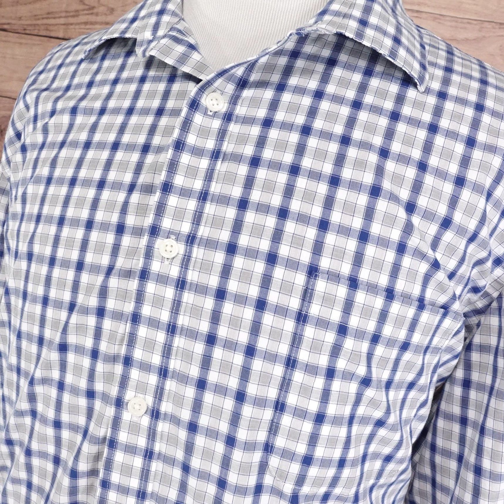 Croft & Barrow Croft & Barrow Shirt Mens 18 36/37 Blue Plaid Easy Care Classic Fit Long Sleeve Size US XXL / EU 58 / 5 - 2 Thumbnail