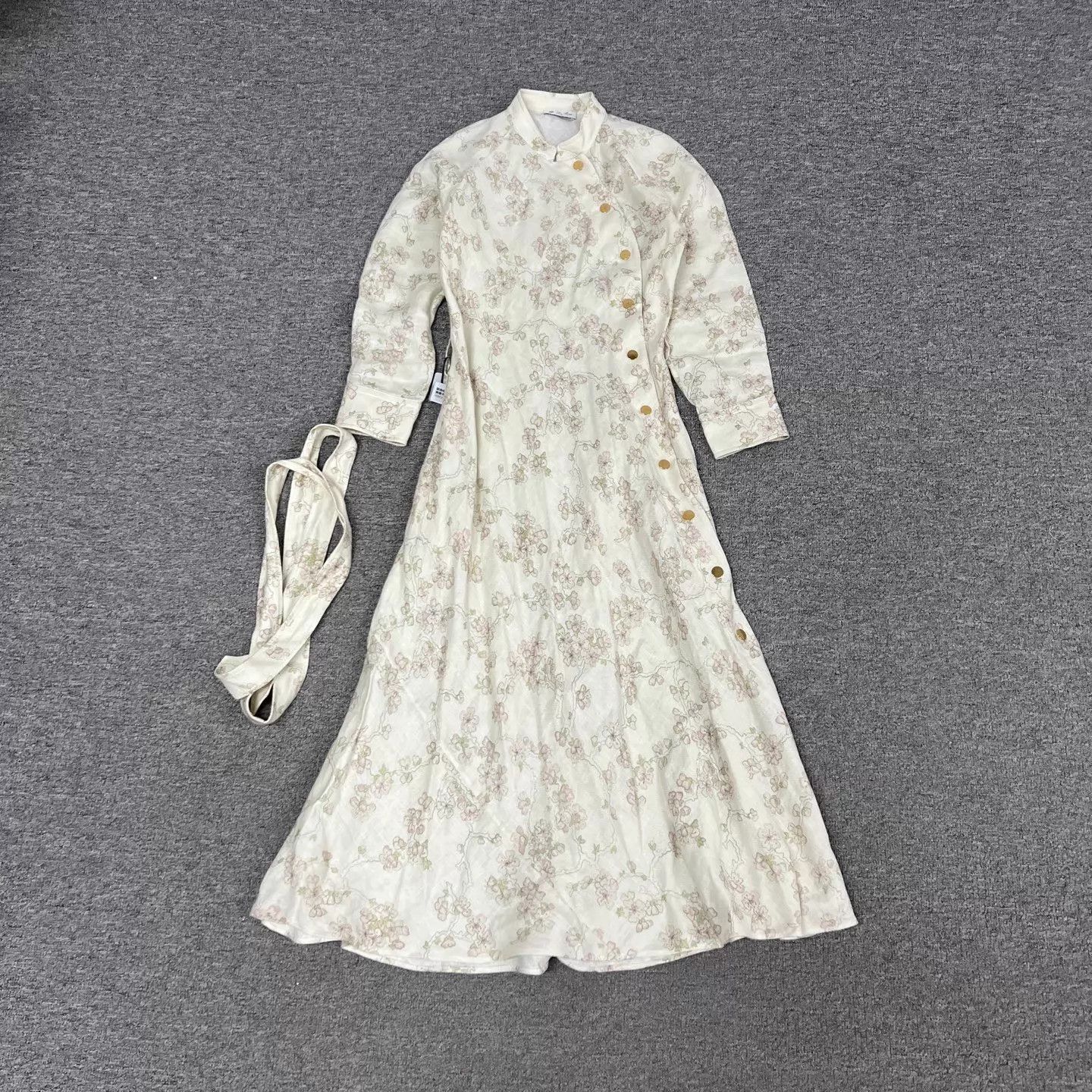 Loro Piana LP Chinese SlantCollar Sakura Linen Dress 40 99New Size S / US 4 / IT 40 - 2 Thumbnail