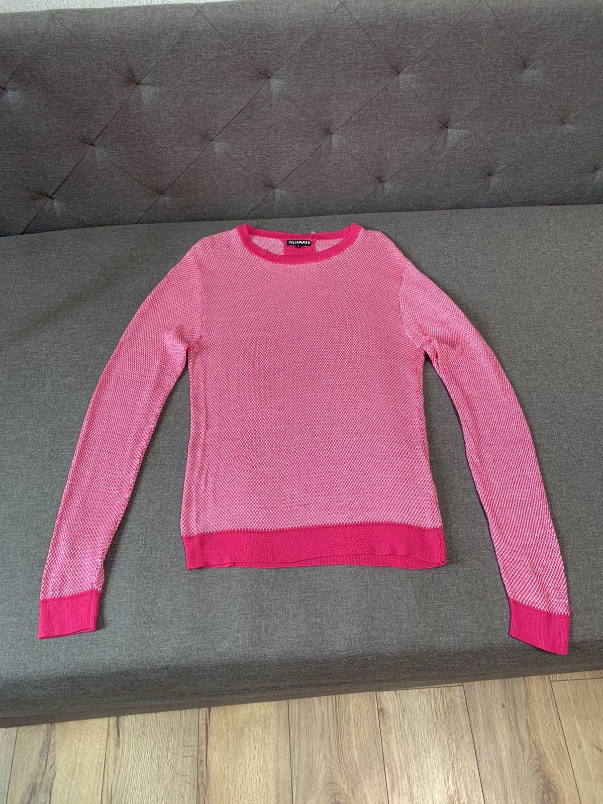Designer Julian Red Avantgarde Pink Knit Light Sweater Size US L / EU 52-54 / 3 - 1 Thumbnail