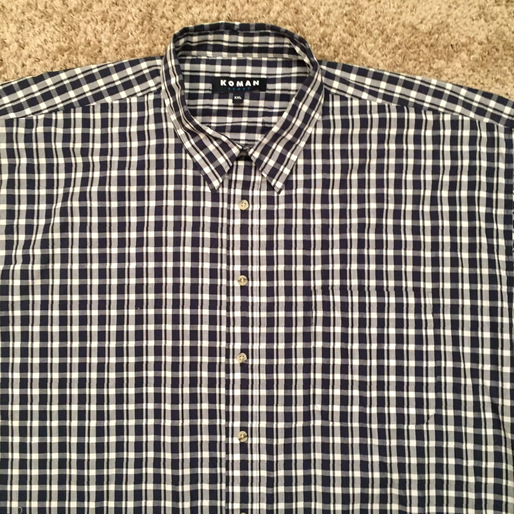 Vintage Koman Sport Shirt Mens XXL Blue Check Short Sleeve Button-Up Size US XXL / EU 58 / 5 - 3 Thumbnail