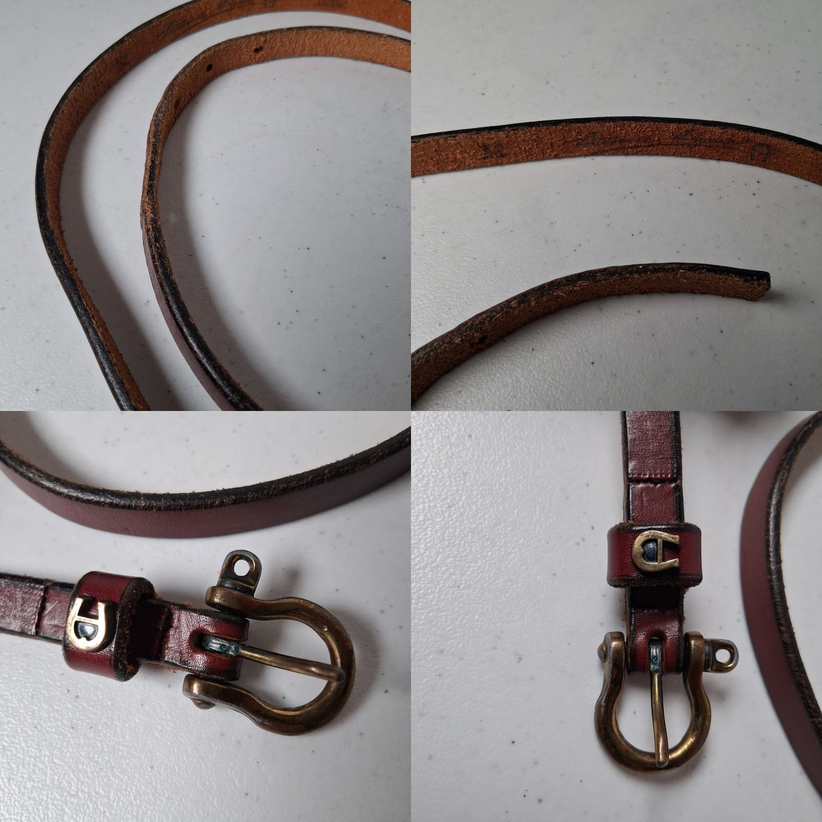 Etienne Aigner VINTAGE Etienne Aigner Belt Women 32 Leather Brass Buckle 1/2" Brown Adjustable Horsehoe Buckle Size ONE SIZE - 10 Thumbnail