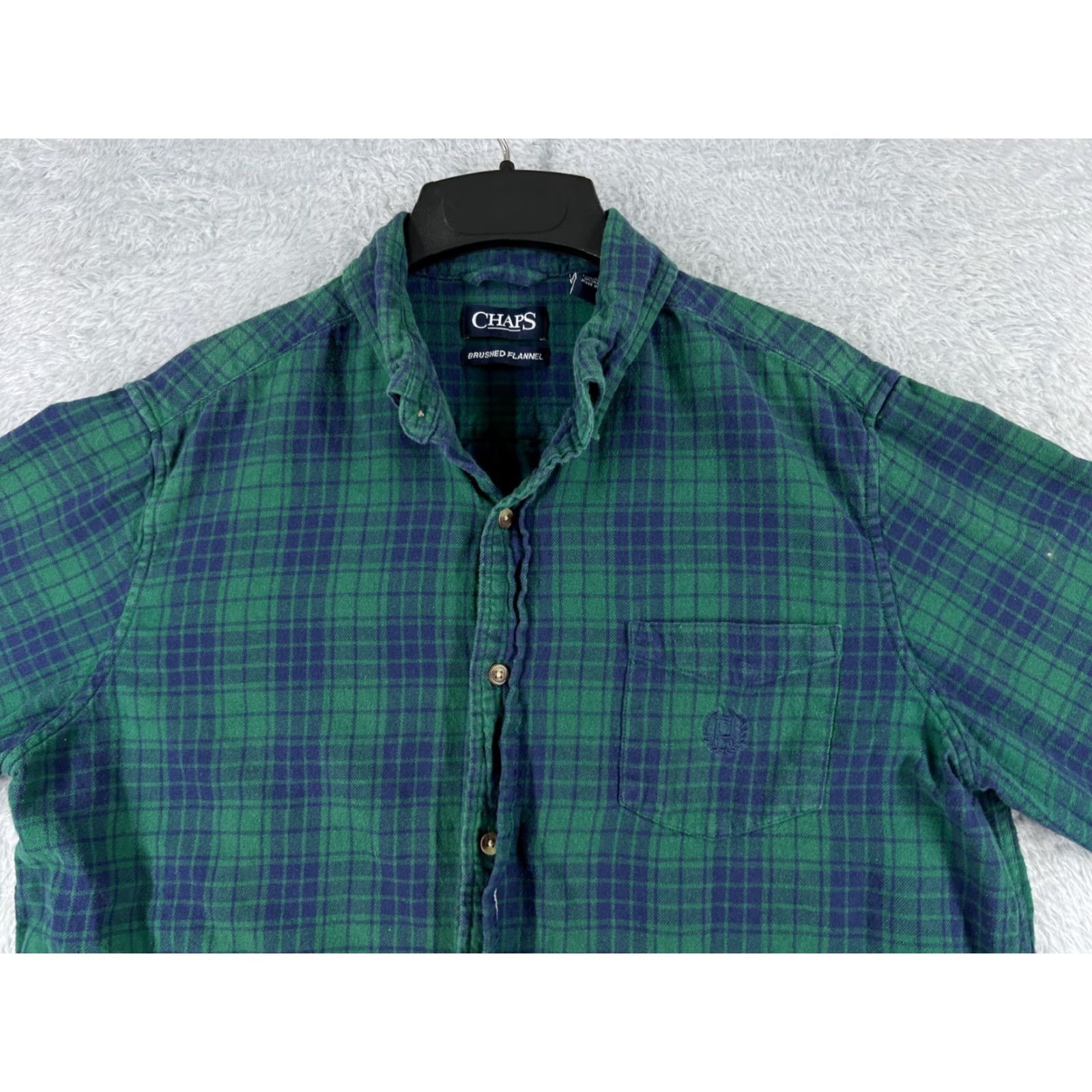 Chaps VINTAGE Chaps Shirt Mens Large Blue Green Plaid Cotton Flannel Button-Up Long Sleeve Casual Workwear with Pockets Size US L / EU 52-54 / 3 - 5 Thumbnail
