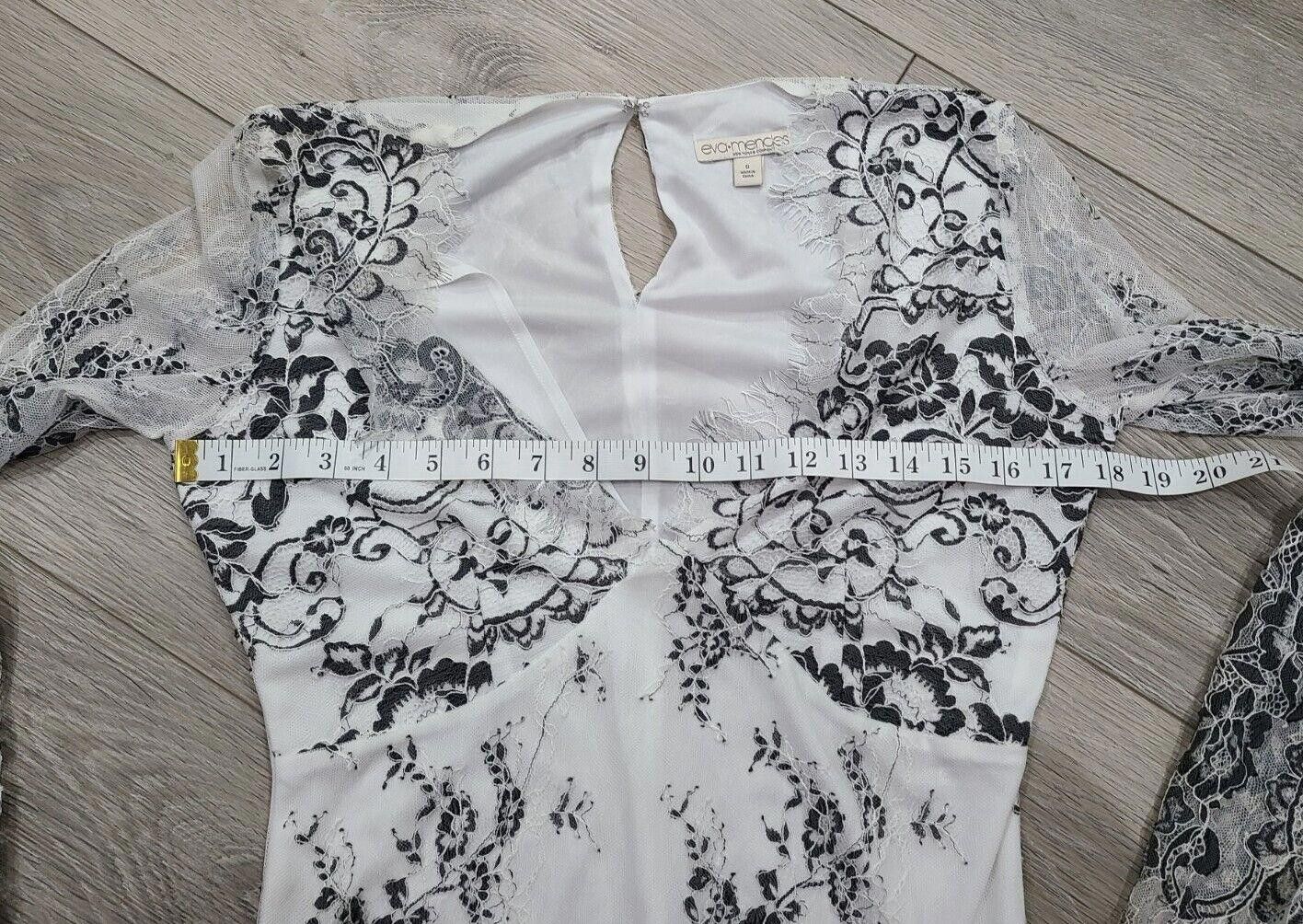Designer Eva Mendes Bodysuit Top Small White Black Lace V Neck Size S / US 4 / IT 40 - 8 Thumbnail