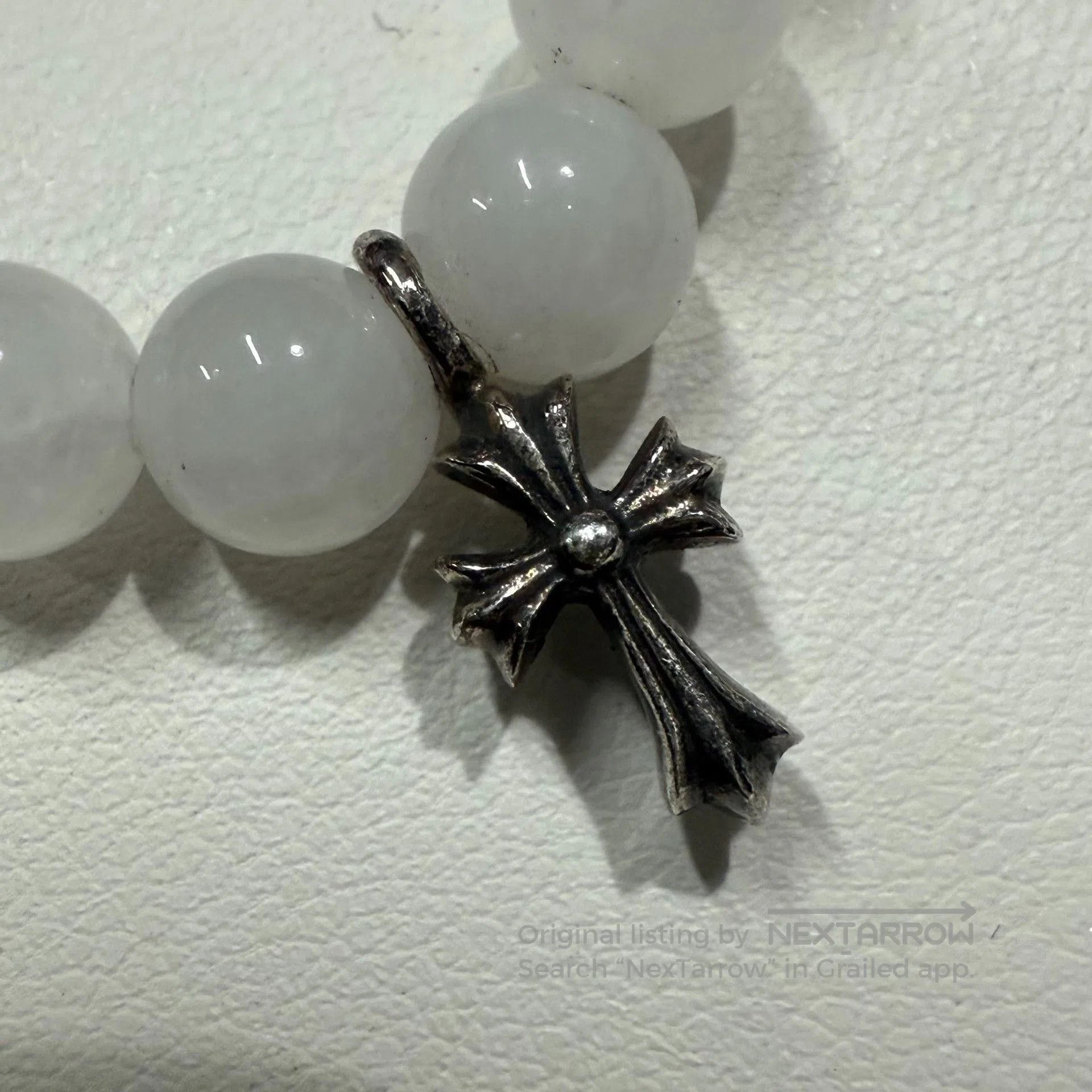 Chrome Hearts Chrome Hearts White Agate Silver Cross Bracelet. Size ONE SIZE - 4 Thumbnail