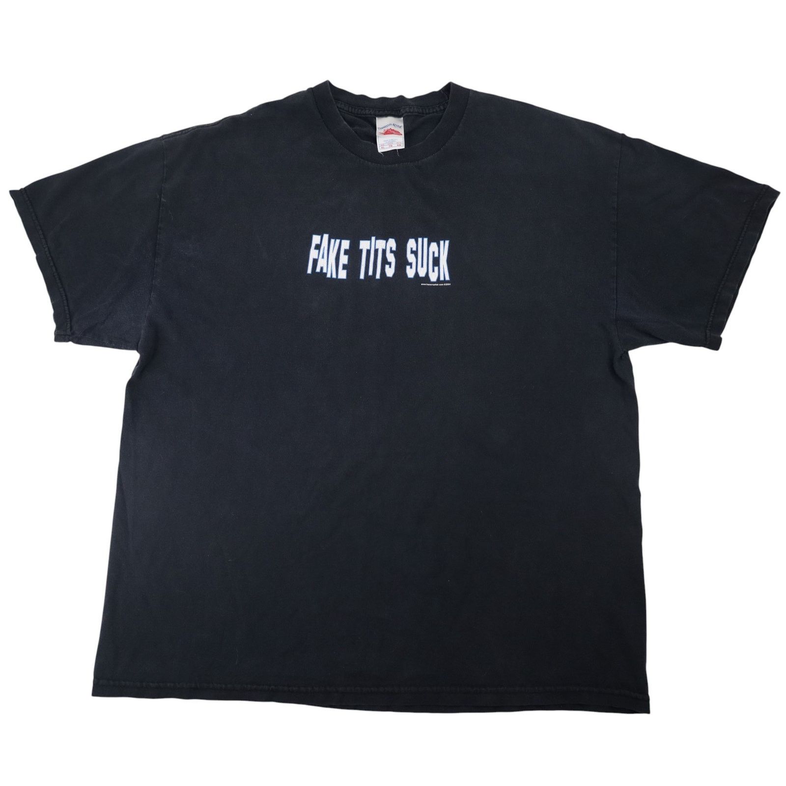 Vintage Vintage Y2k "Fake Tits Suck" Slogan T Shirt Size US XL / EU 56 / 4 - 1 Thumbnail