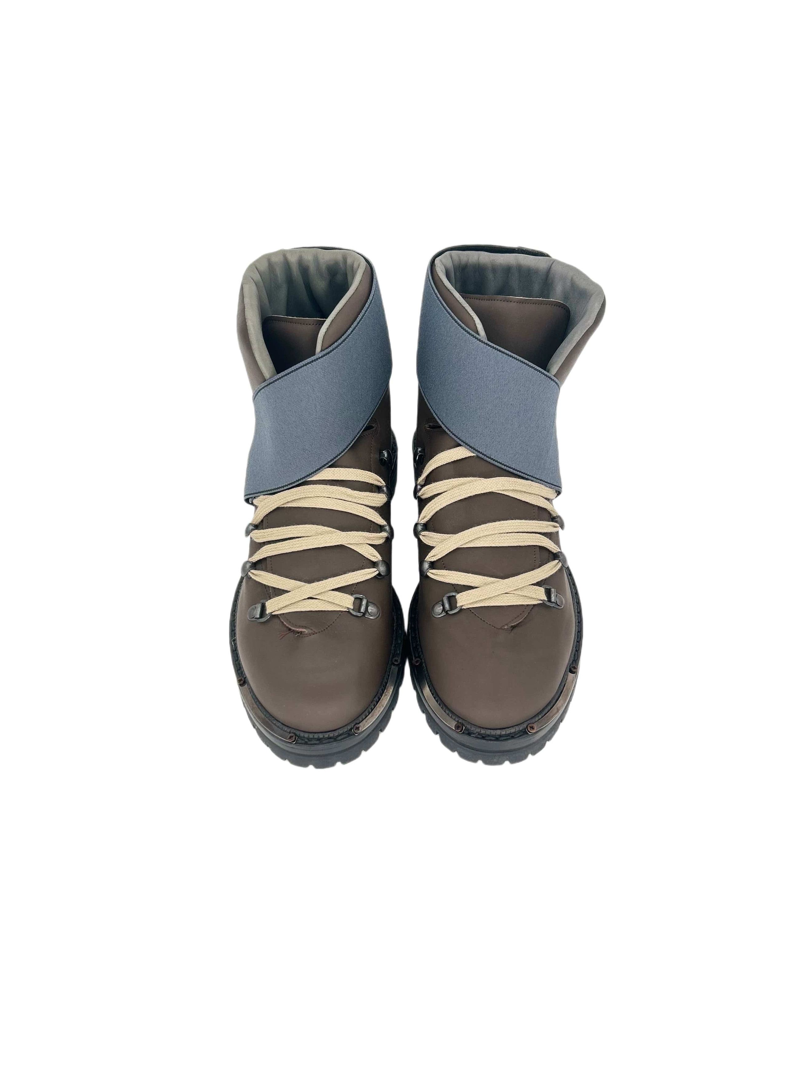 Lanvin Lanvin Brown Leather Walking Boot With Neoprene Velcro Strap Size US 8 / EU 41 - 4 Thumbnail