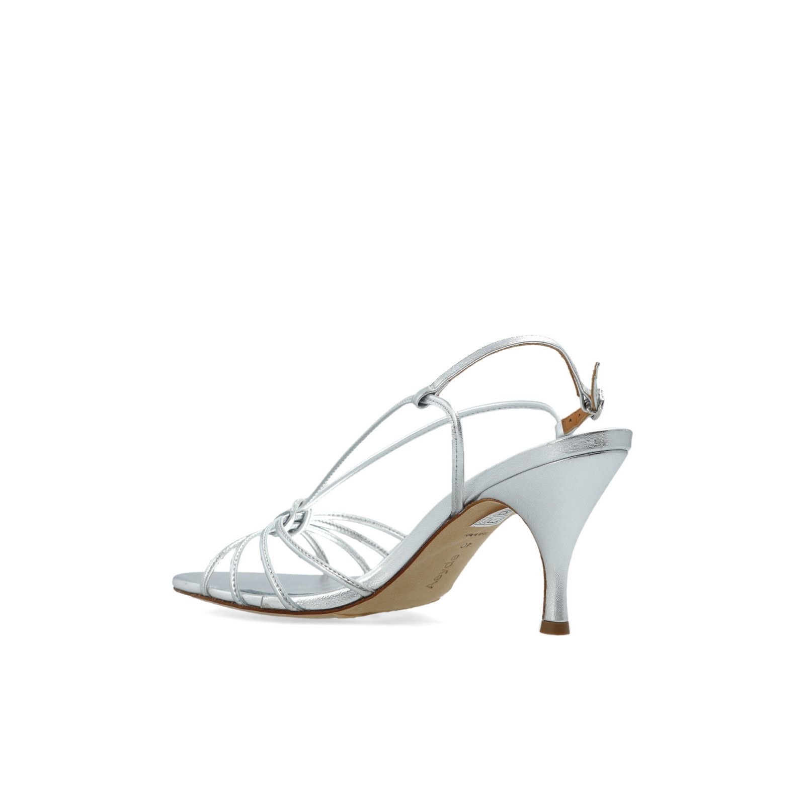 Aeyde Silver Solange Laminated Nappa Leather Heeled Sandals, Women's (Size 11) — image 3 of 5