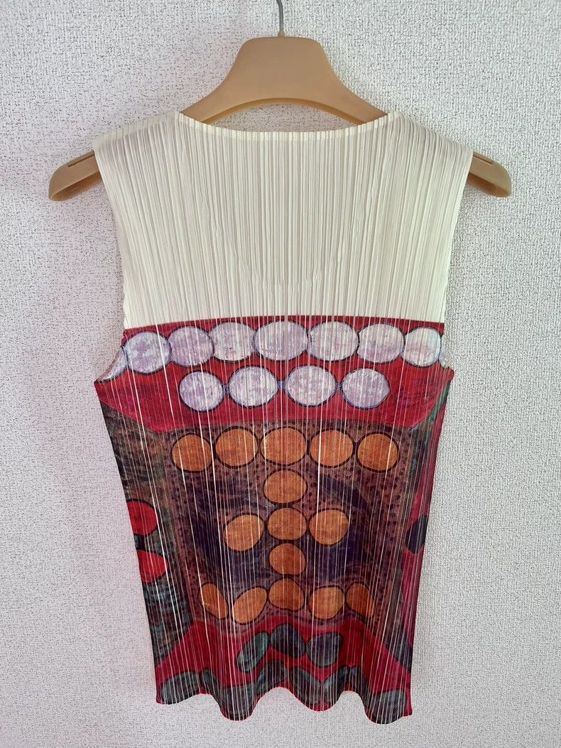 Issey Miyake Issey Miyake size:3 A red pleated folk painting jacket Size M / US 6-8 / IT 42-44 - 3 Thumbnail