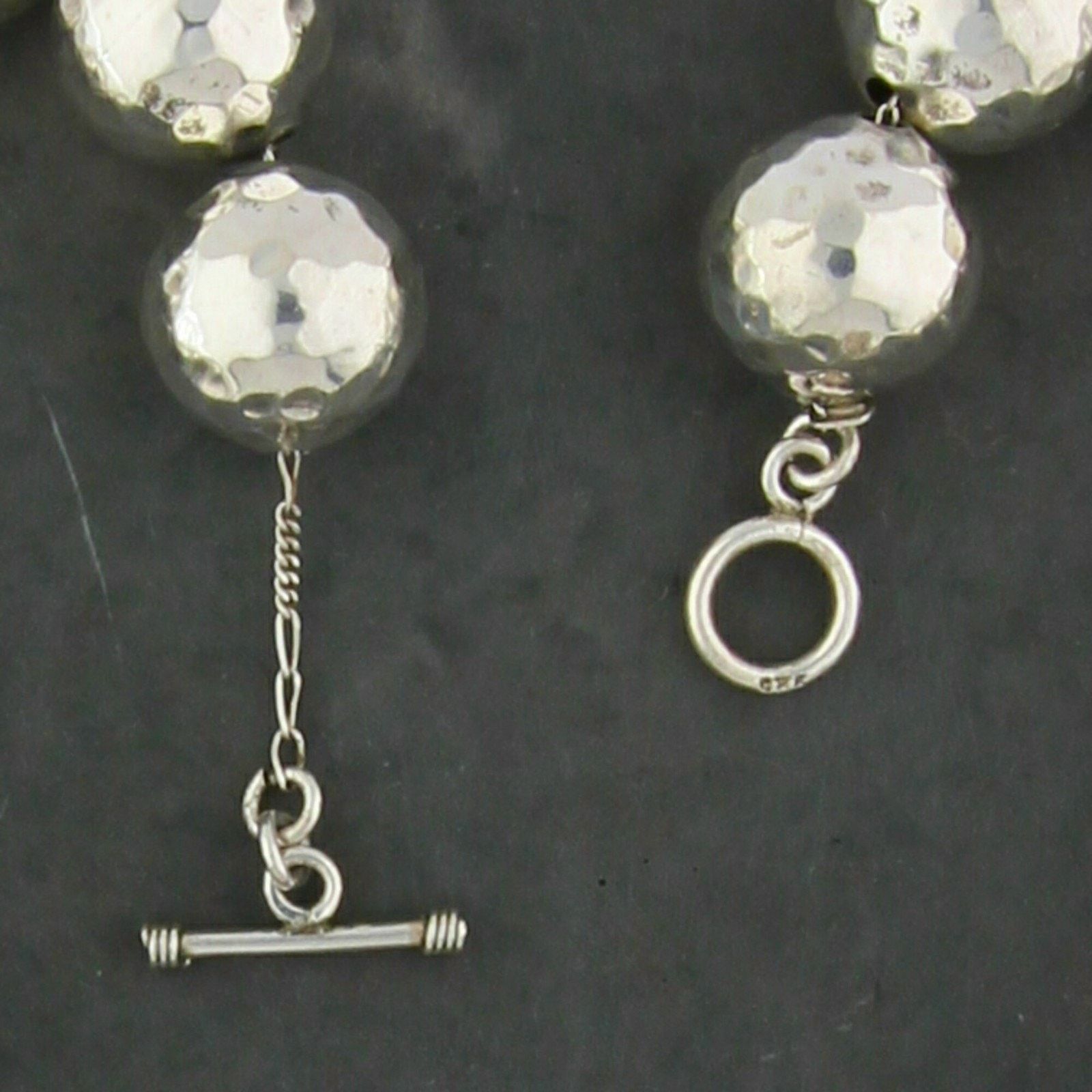 Sterling Silver sterling silver hammered bead toggle necklace size 21in Size ONE SIZE - 3 Thumbnail