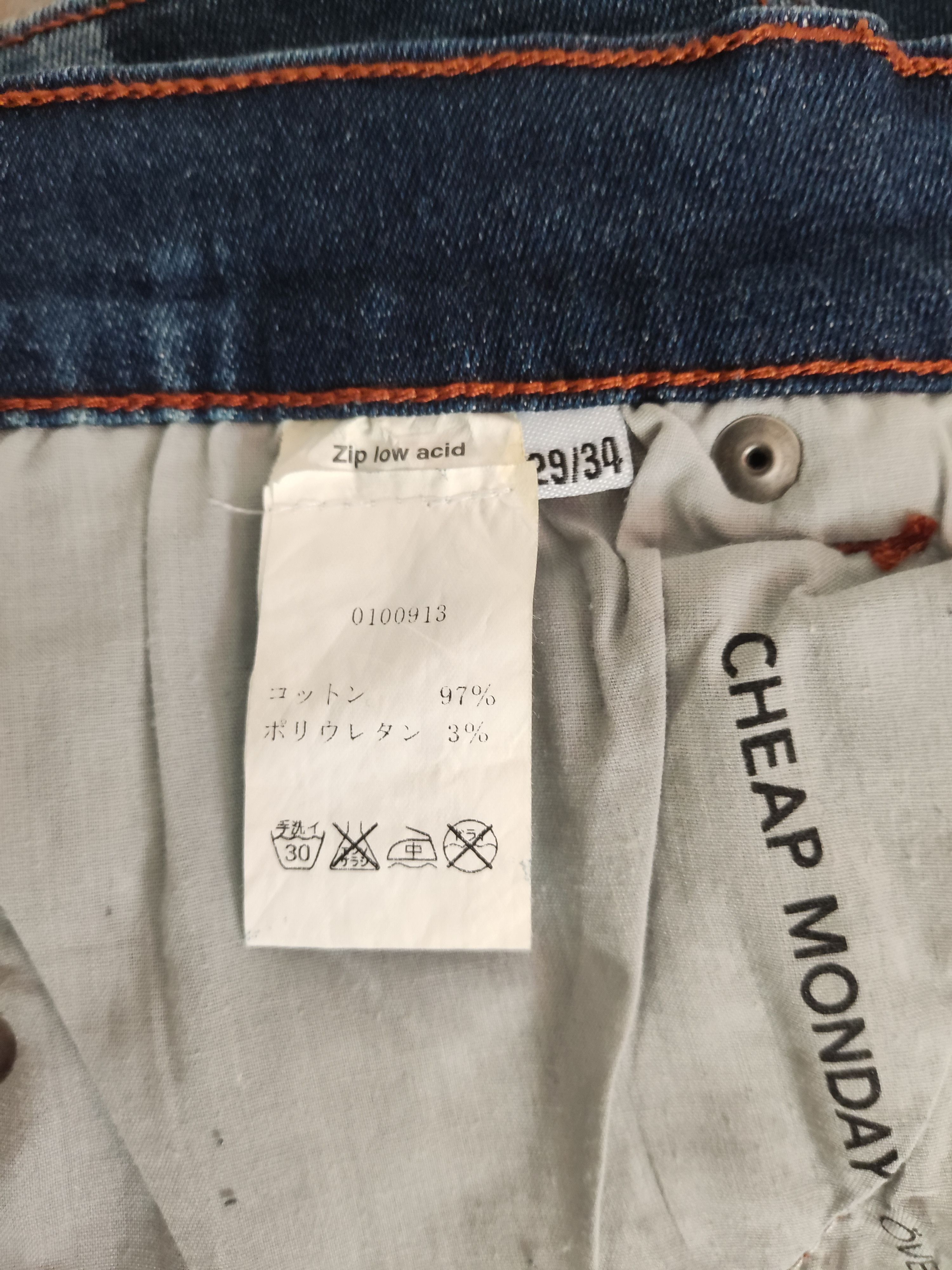 Cheap Monday Cheap Monday Y2K Zip Low Acid Wash Distressed Skinny Jeans Size 29" - 13 Thumbnail