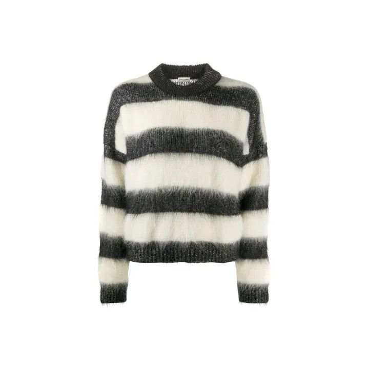 tricot COMME des GARCONS✦AD1999 WOOLJKT❦ PLAY COMME des GARCONS Wool Heart Patch Stripe Knit Sweater
