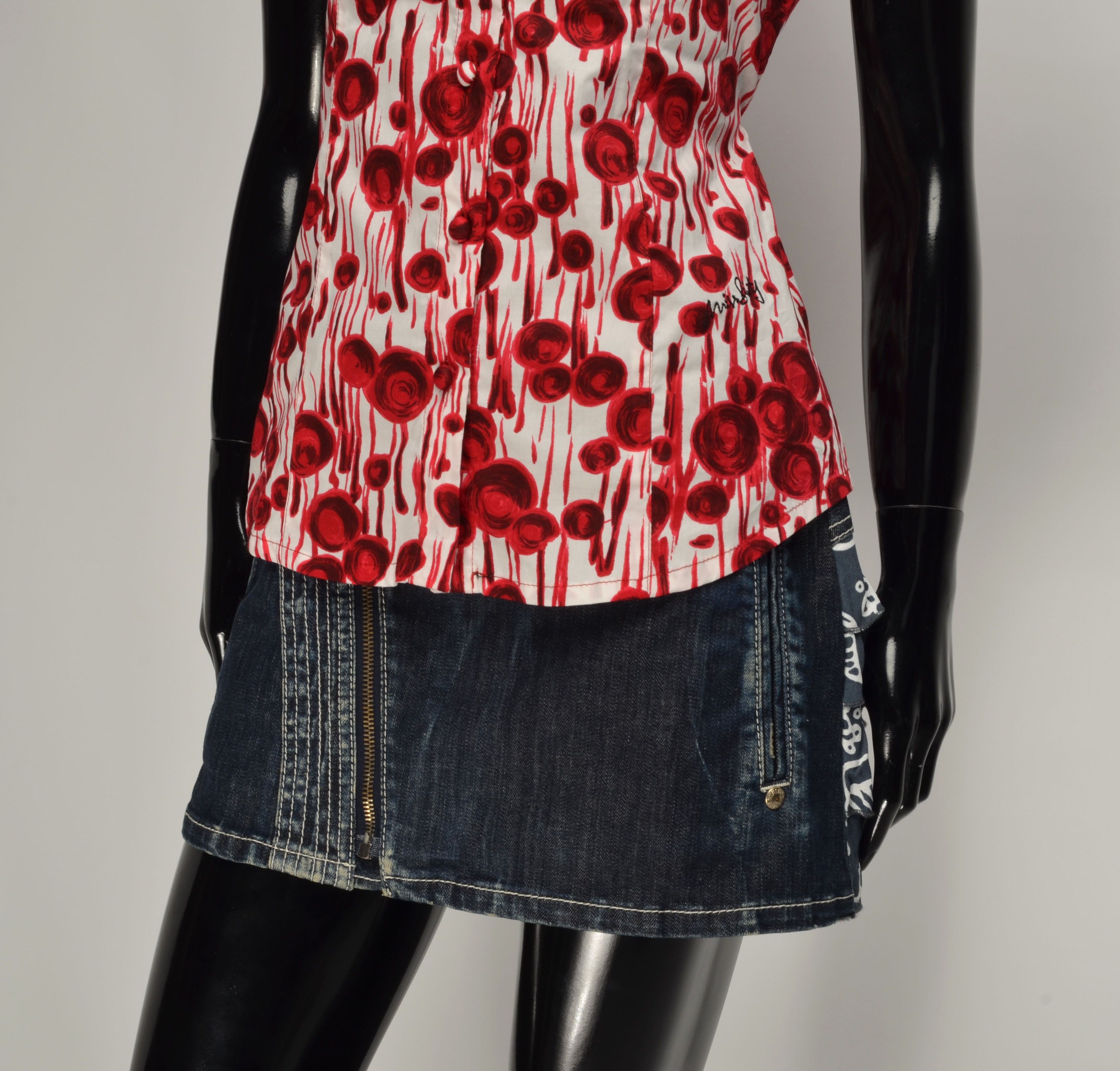 Miss Sixty × Vintage Miss Sixty Y2K Coquette Red Floral Print Short Sleeve Shirt Size L / US 10 / IT 46 - 3 Thumbnail