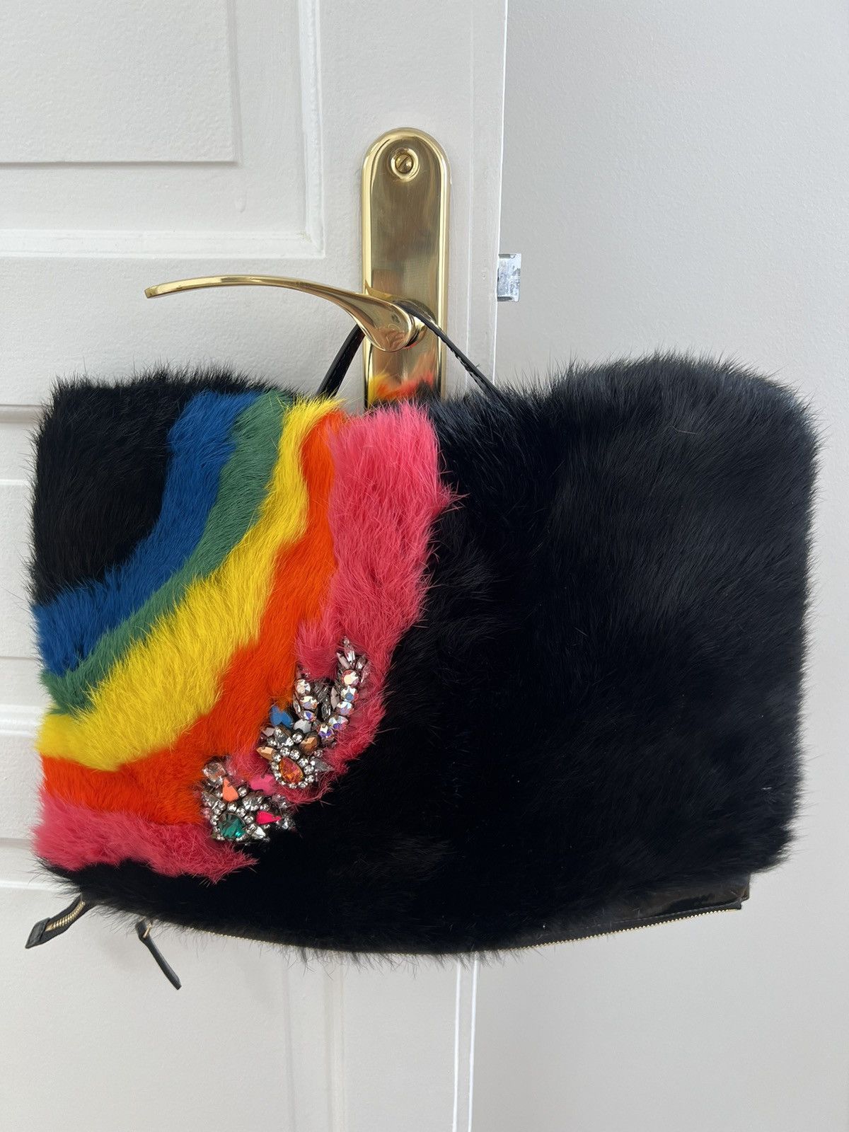 Designer Pride Bag - Big Pouch embroidered Fur Size ONE SIZE - 2 Thumbnail