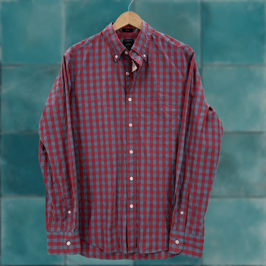 J.Crew J.Crew Shirt Mens M Red Check Long Sleeve Button-Up Slim Stretch Casual Modern Size US M / EU 48-50 / 2 - 1 Thumbnail