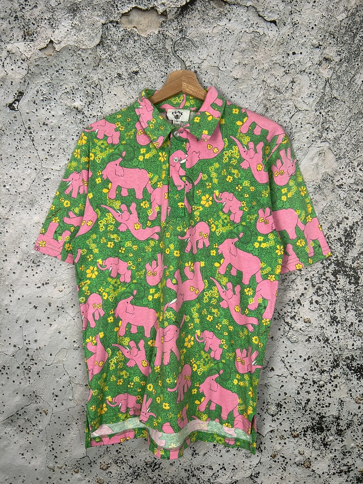 Vintage Vintage Pink Elephants Avantgarde Polo Tee 90s Archival Size US S / EU 44-46 / 1 - 1 Thumbnail