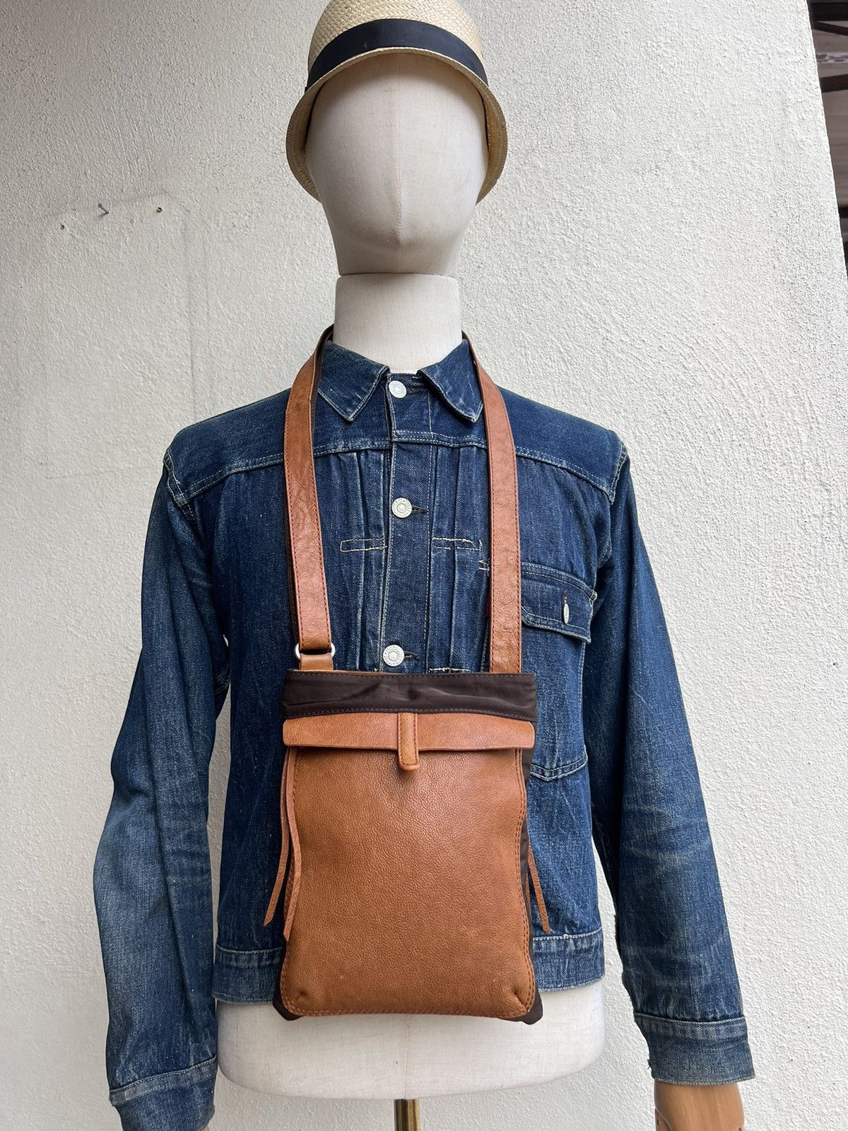 Leather Vintage Arukan Japan Hybrid Leather Bag Size ONE SIZE - 3 Thumbnail