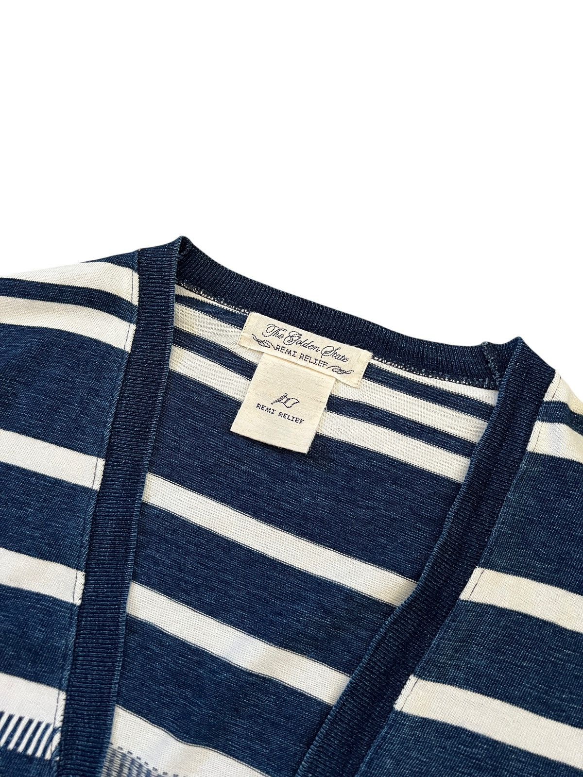 Indigo × Japanese Brand × Remi Relief Remi Relief Stripes Indigo Oversized Cardigan Size US L / EU 52-54 / 3 - 3 Thumbnail