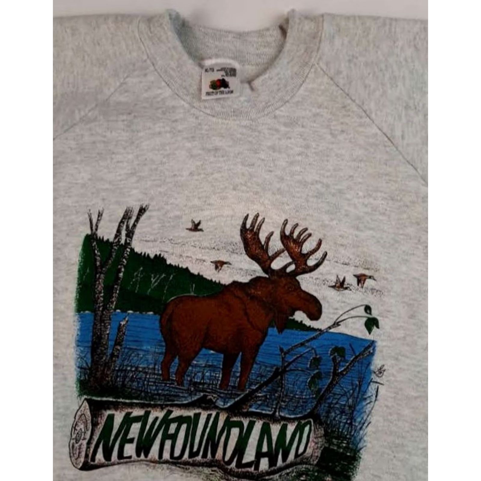 Fruit Of The Loom VINTAGE Newfoundland Outdoor Moose Print Sweatshirt XL Gray Fruit of the Loom Men Sweatshirt Size US XL / EU 56 / 4 - 3 Thumbnail