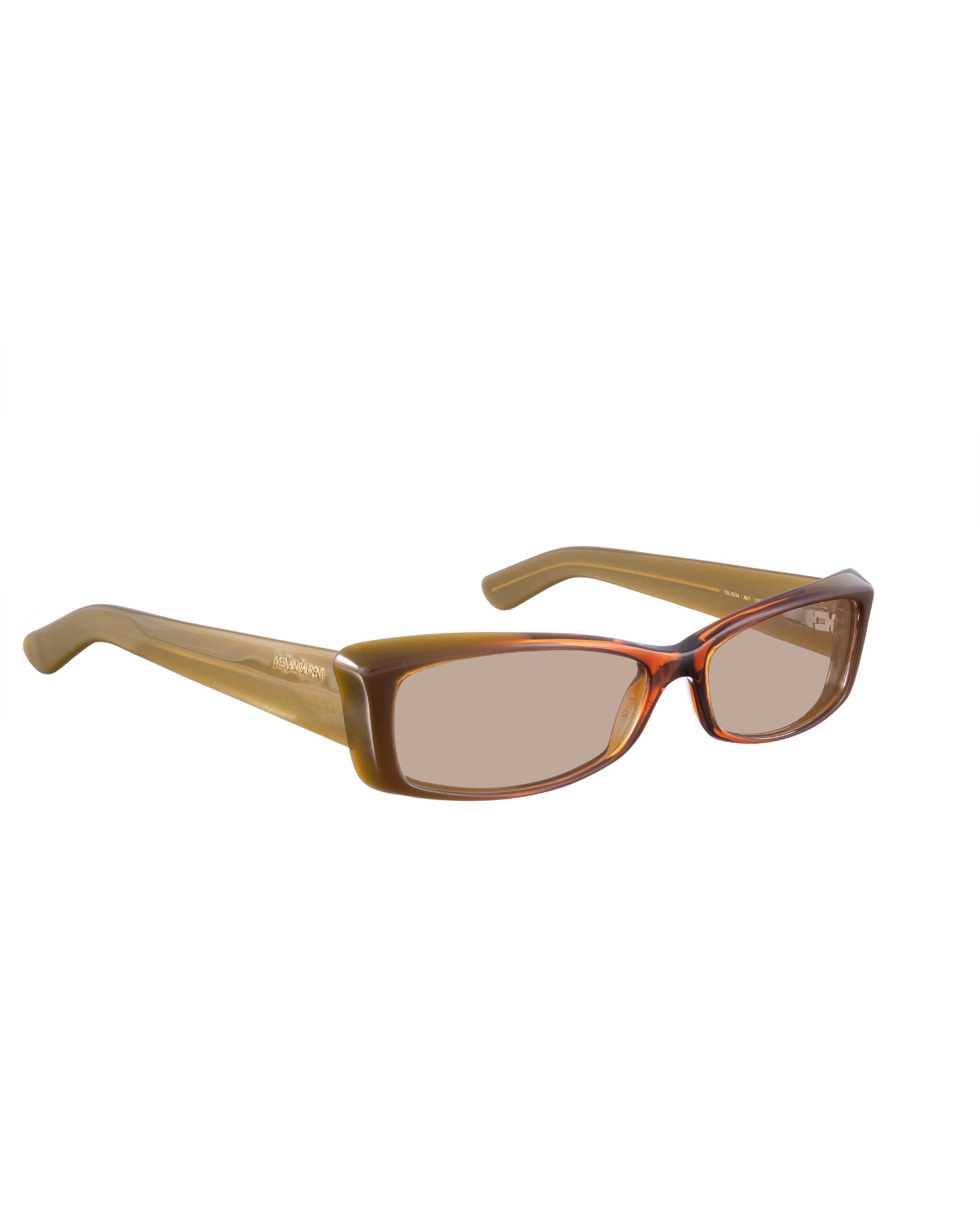 Saint Laurent Paris Yves Saint Laurent 00s Brown Plastic Transparent Sunglasses Size ONE SIZE - 1 Thumbnail