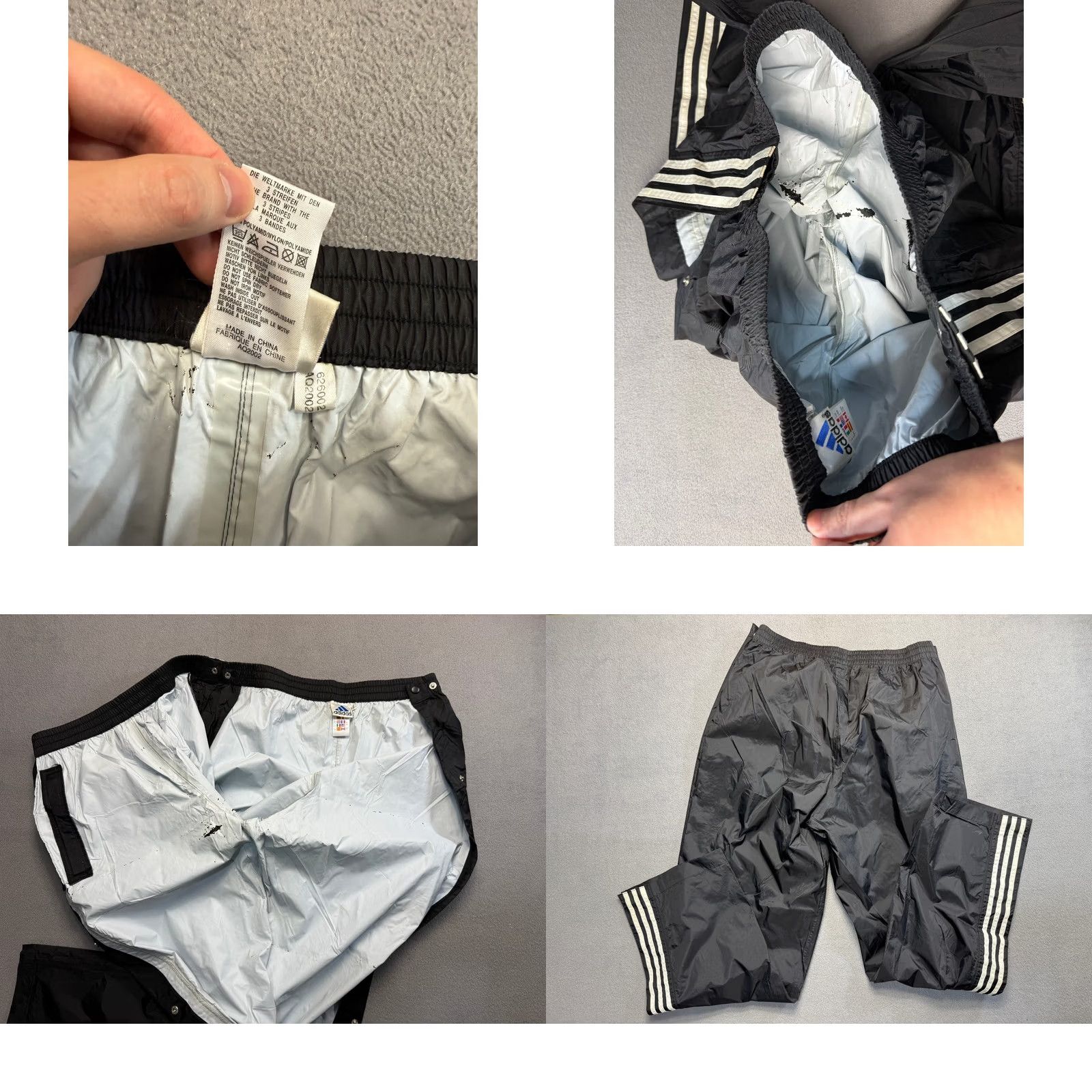 Adidas VINTAGE adidas Track Pants Mens L Nylon Snaps Black Shirt? Size US 33 - 8 Thumbnail
