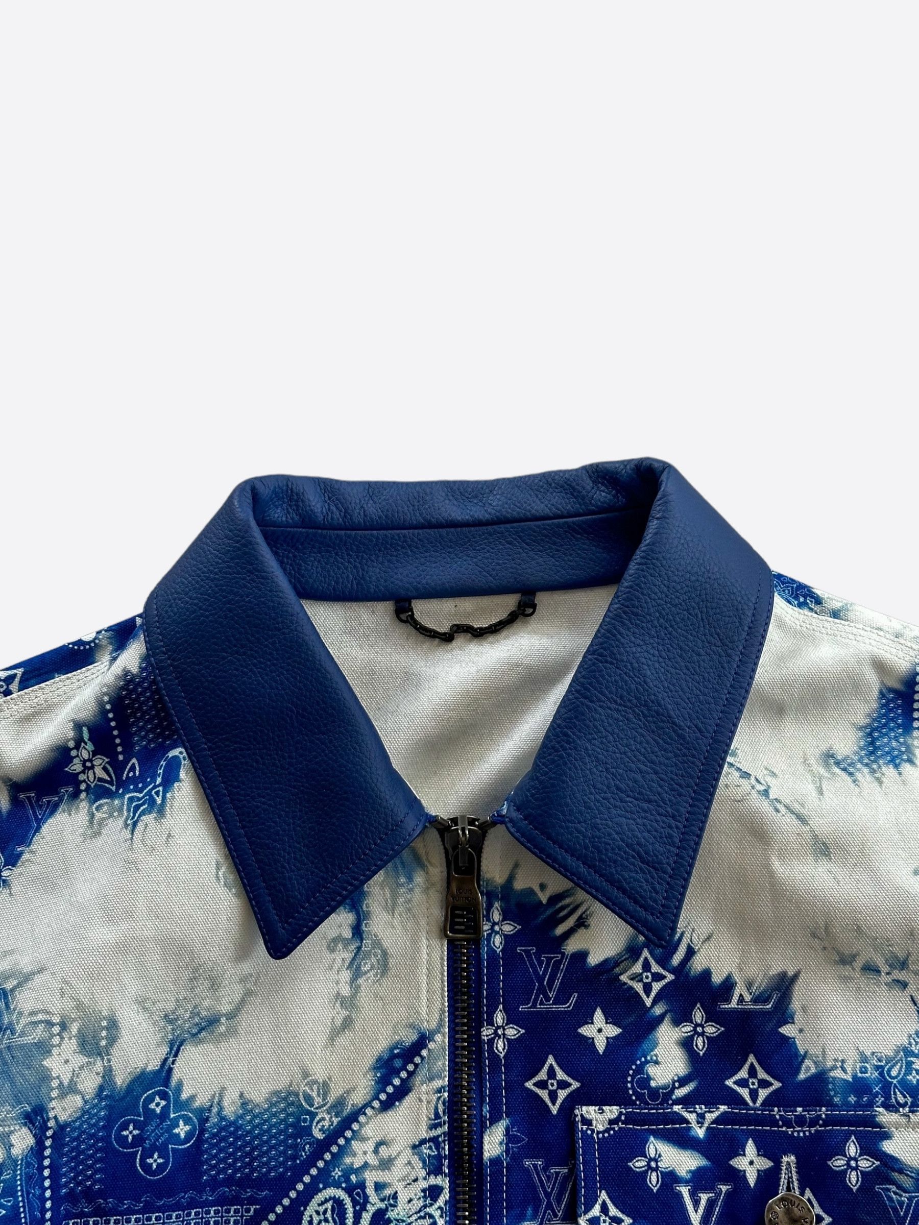 Louis Vuitton Louis Vuitton Blue Bandana Mixed Leather Jacket Size US XXL / EU 58 / 5 - 3 Thumbnail